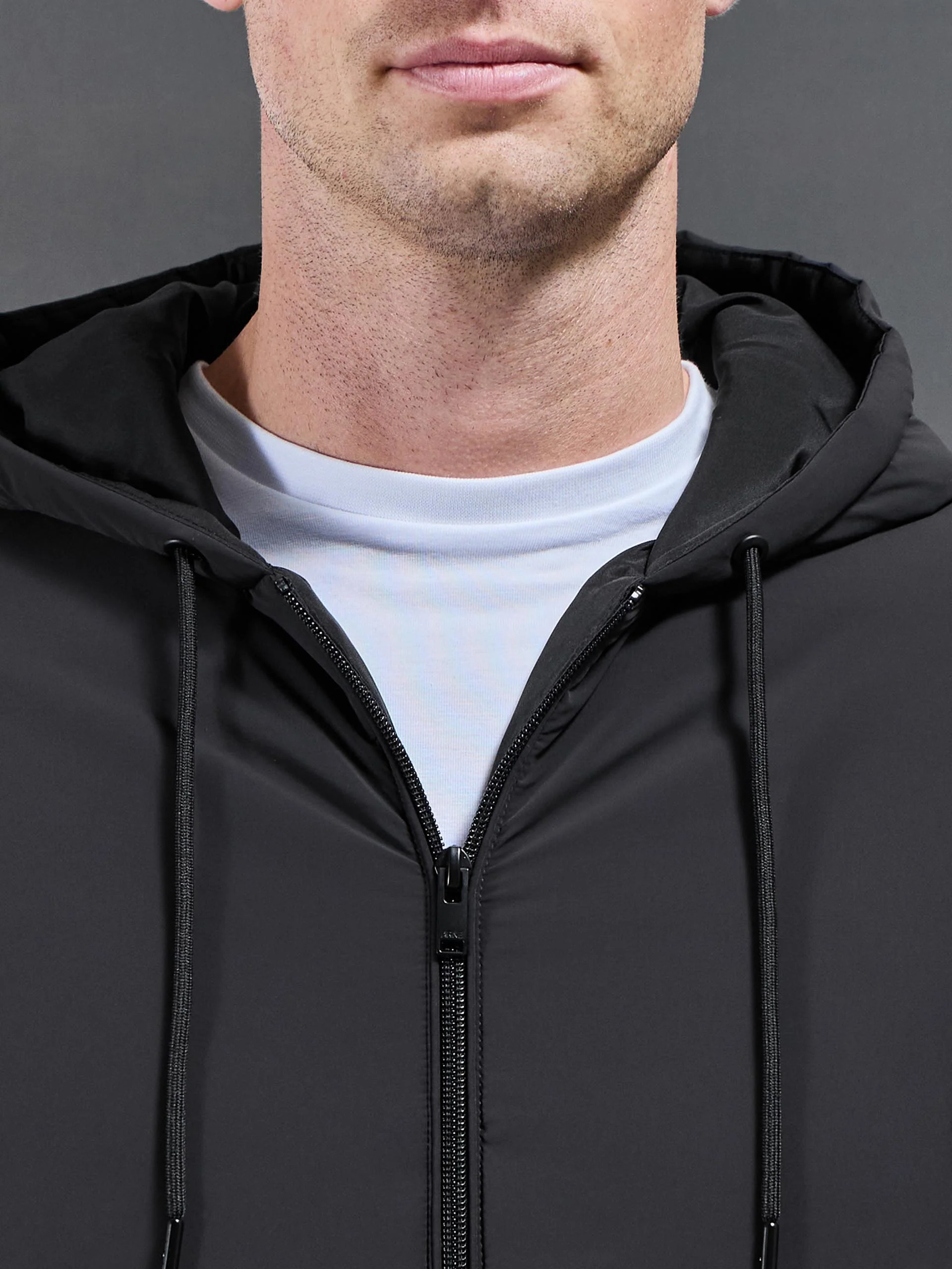 Padded Tonal Windbreaker in Black - Image 4