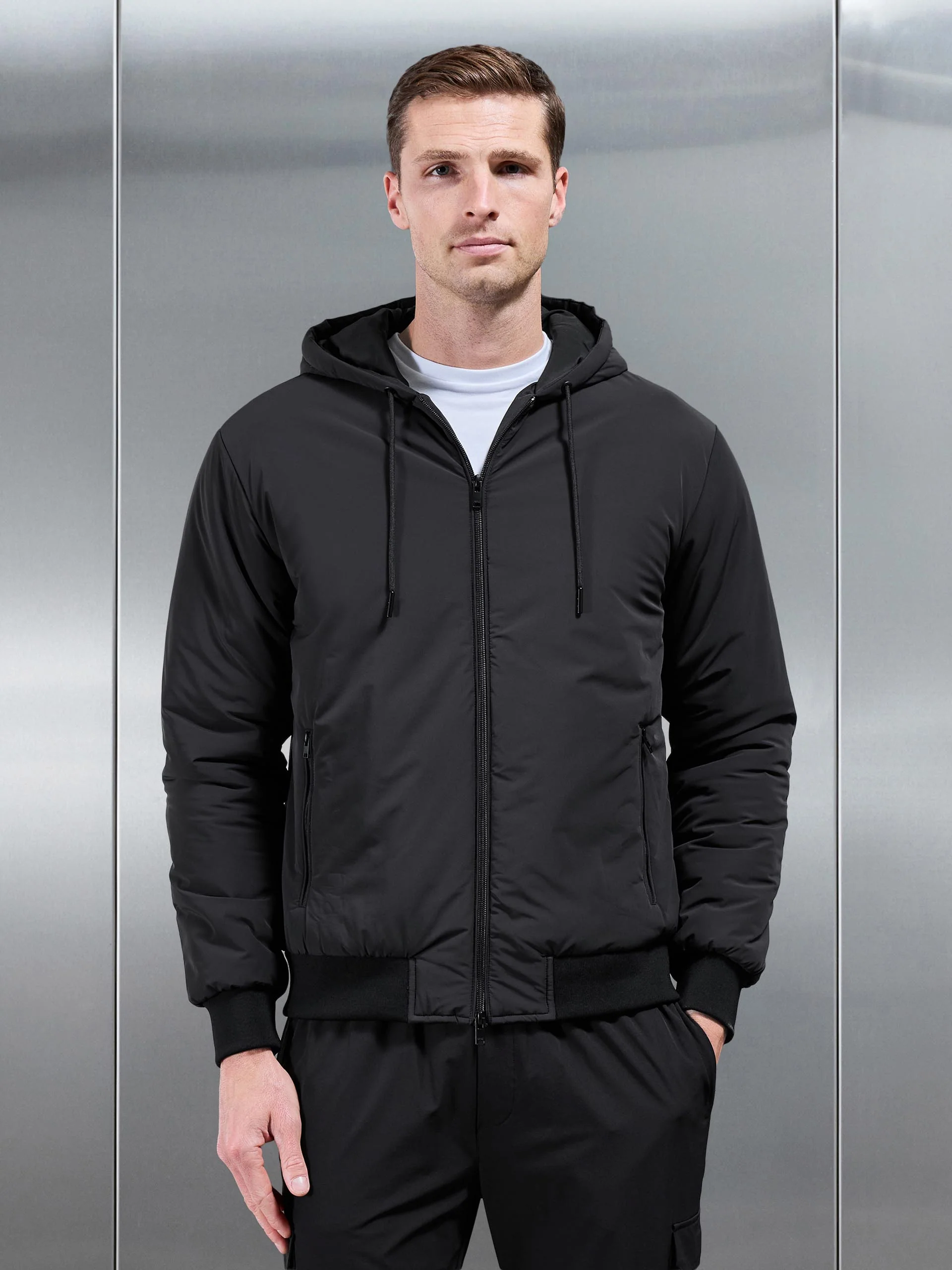Padded Tonal Windbreaker in Black - Image 6