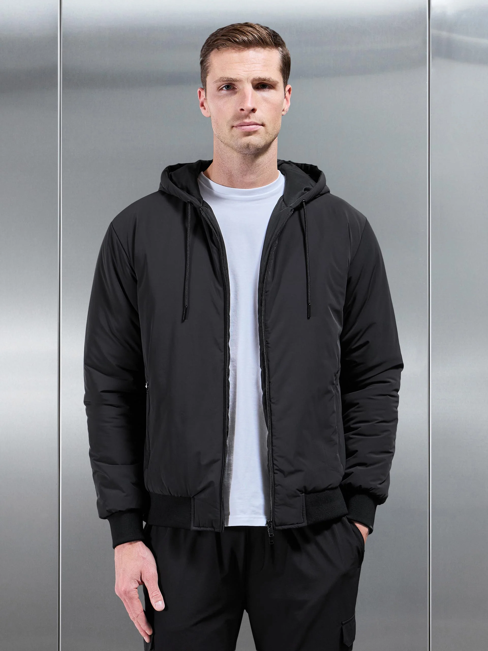 Padded Tonal Windbreaker in Black - Image 7