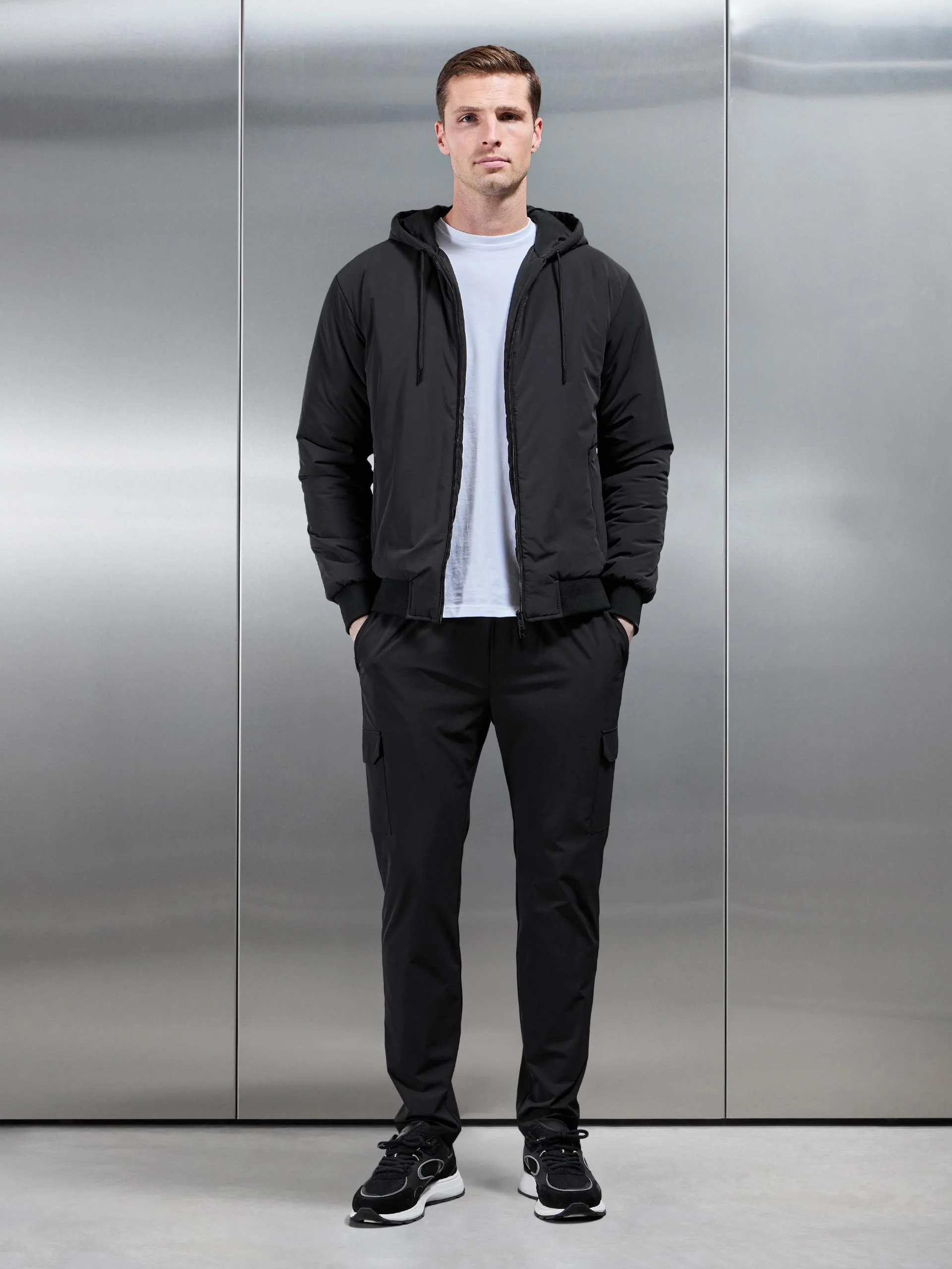 Padded Tonal Windbreaker in Black - Image 8