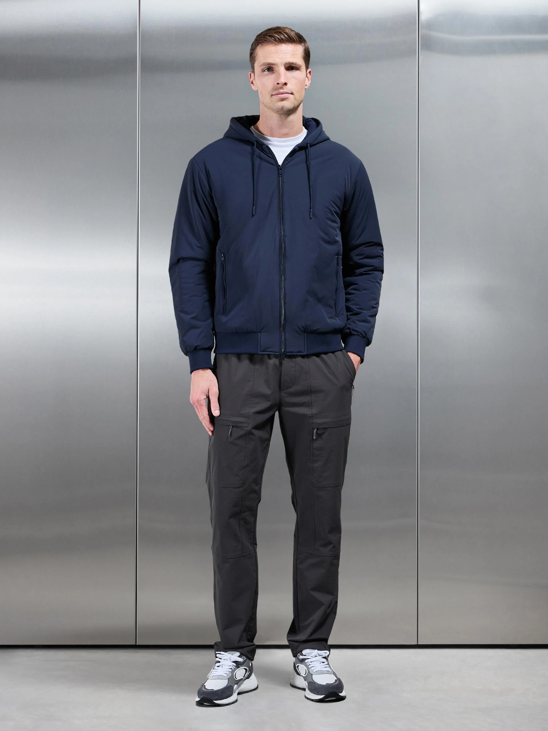 Padded Tonal Windbreaker in Navy - Image 6