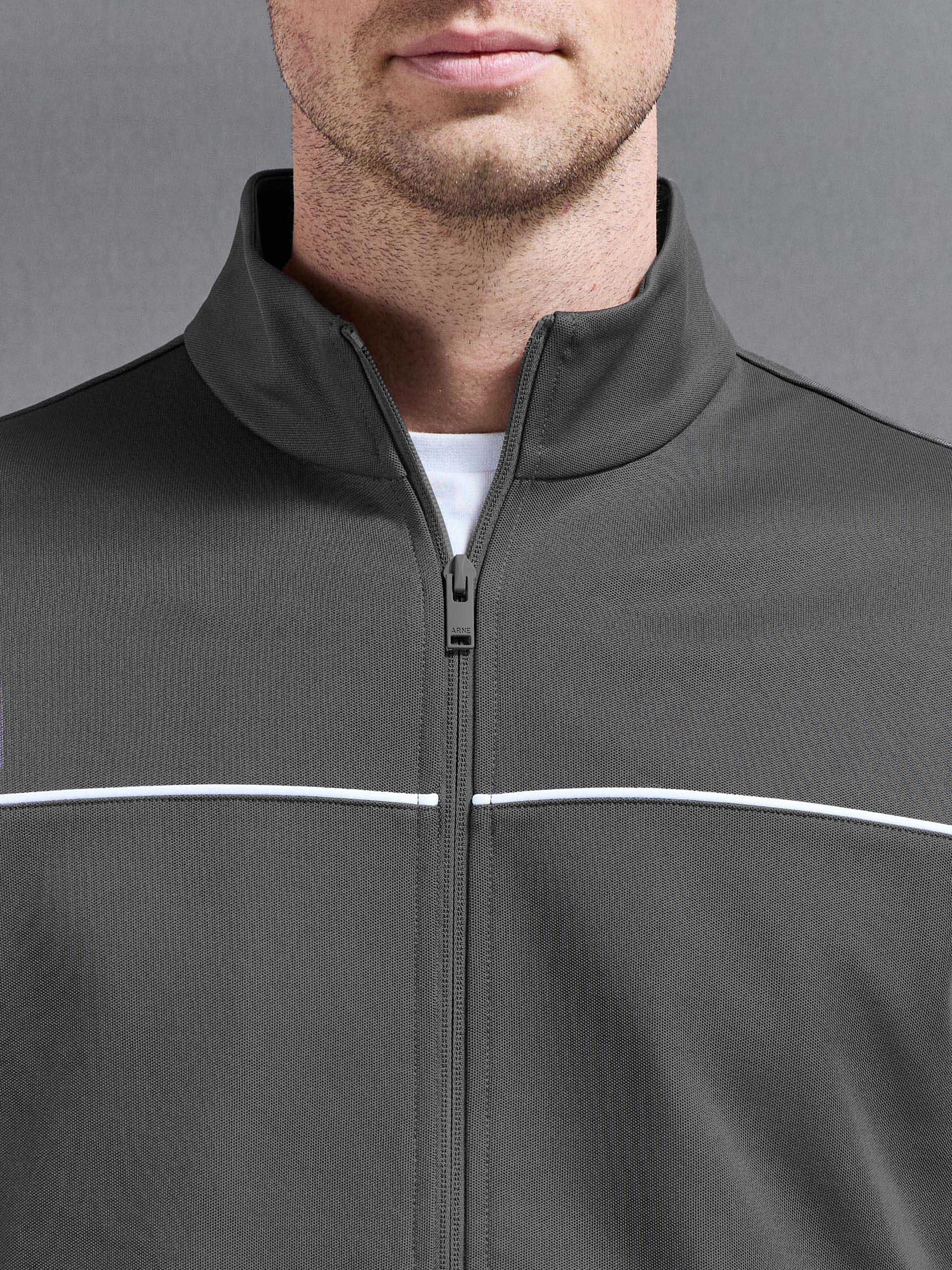 Piping Track Jacket in Grey - Image 4