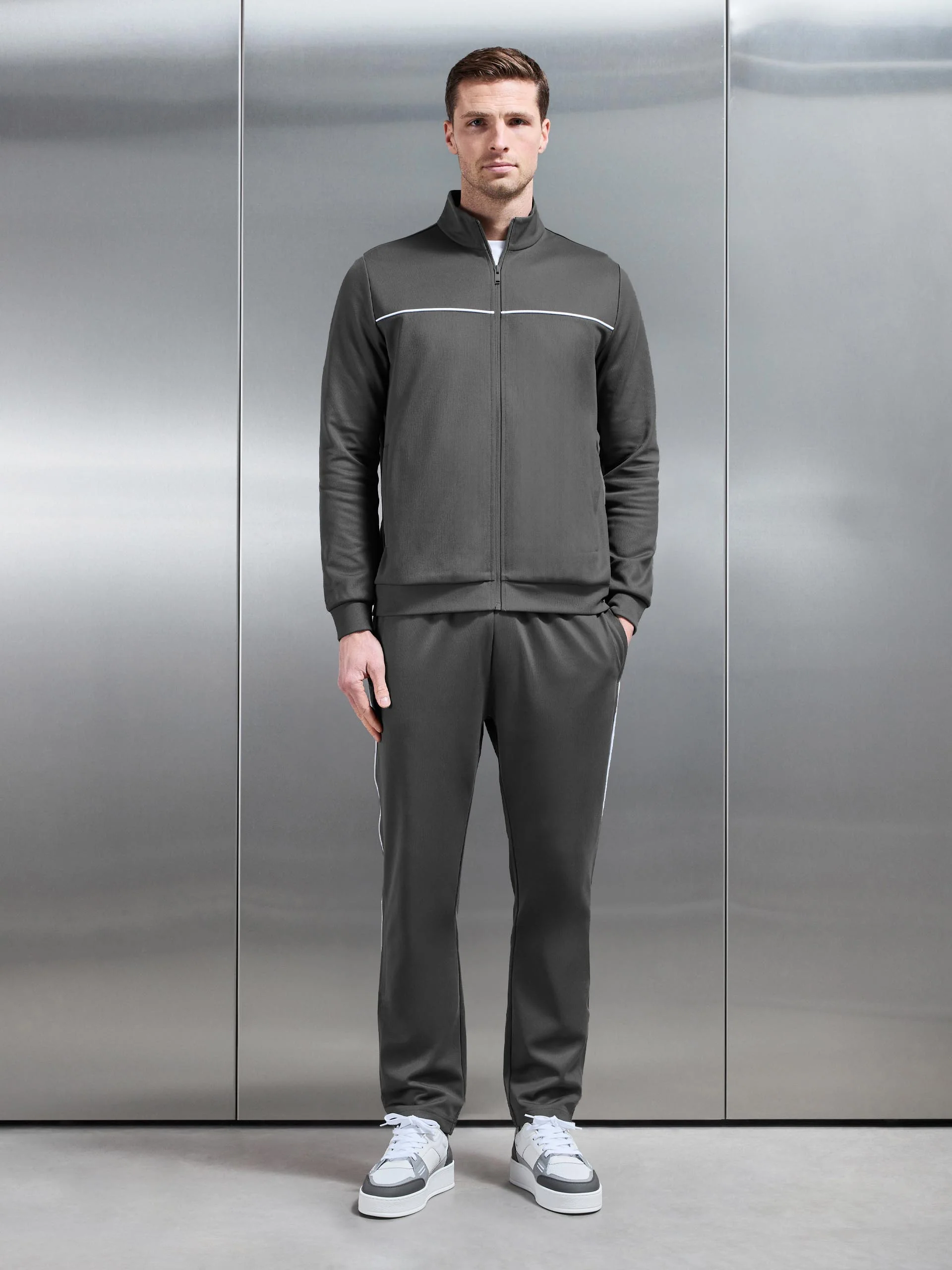 Piping Track Jacket in Grey - Image 6