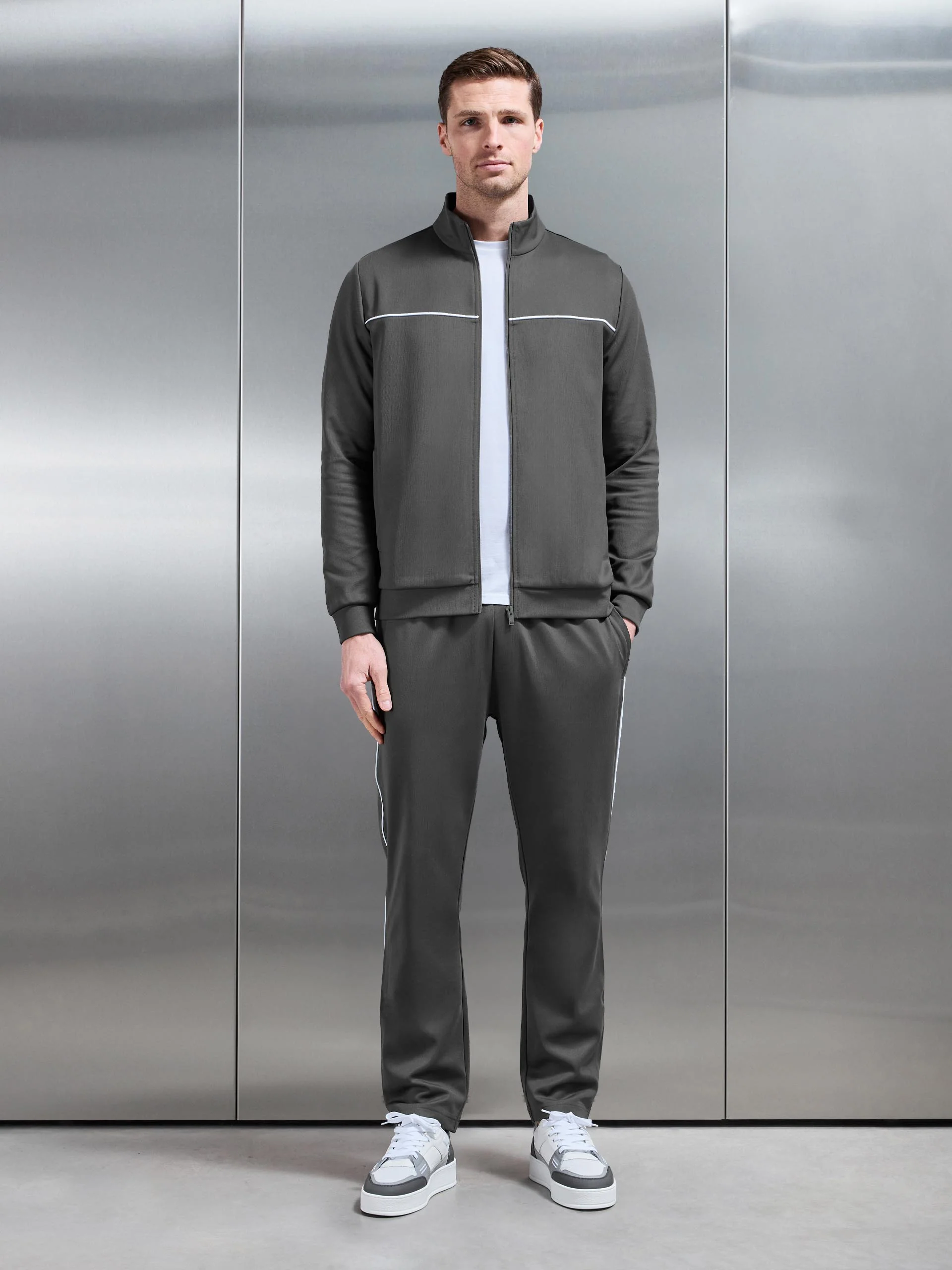 Piping Track Jacket in Grey - Image 7