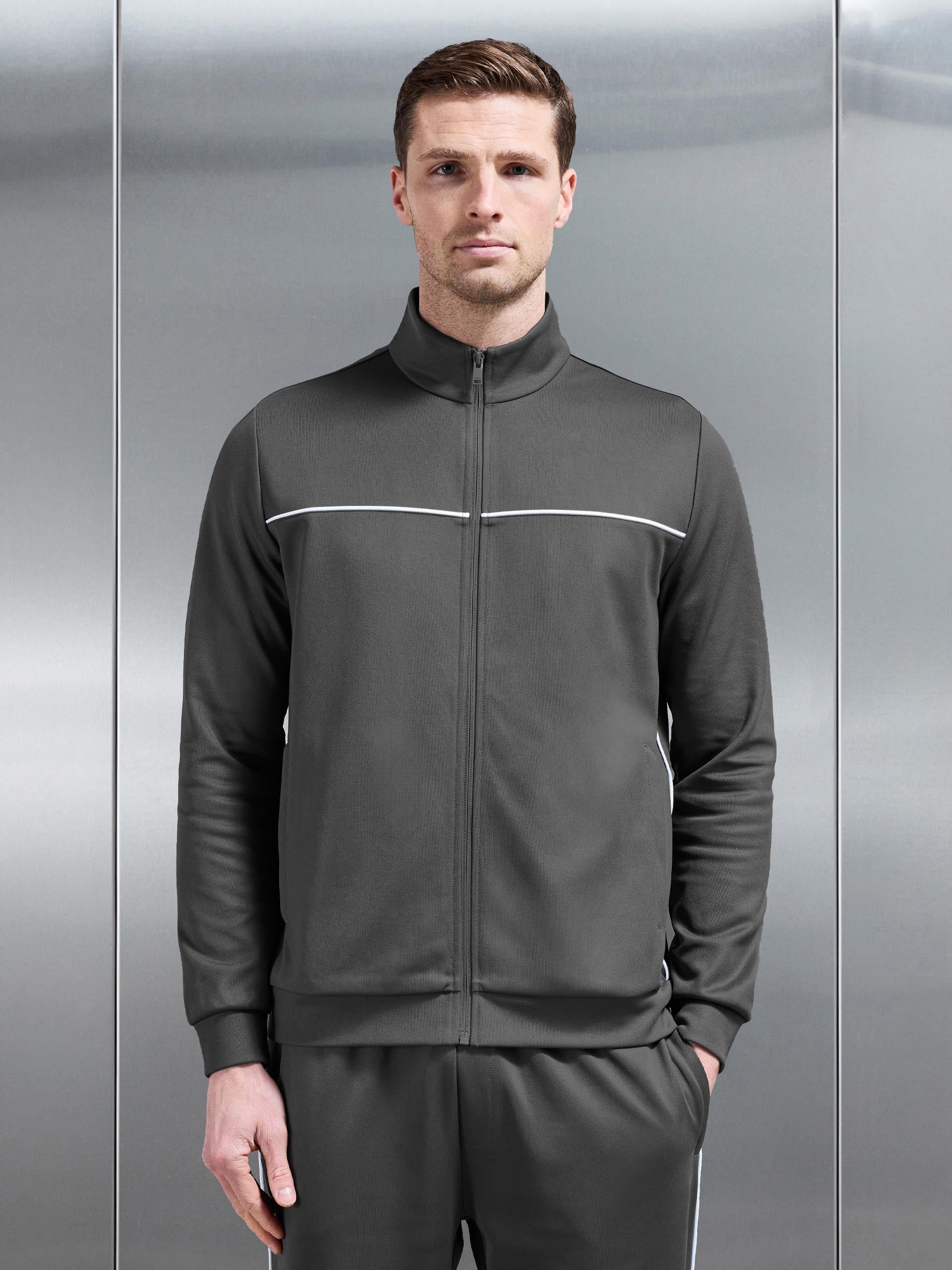 Piping Track Jacket in Grey - Image 8