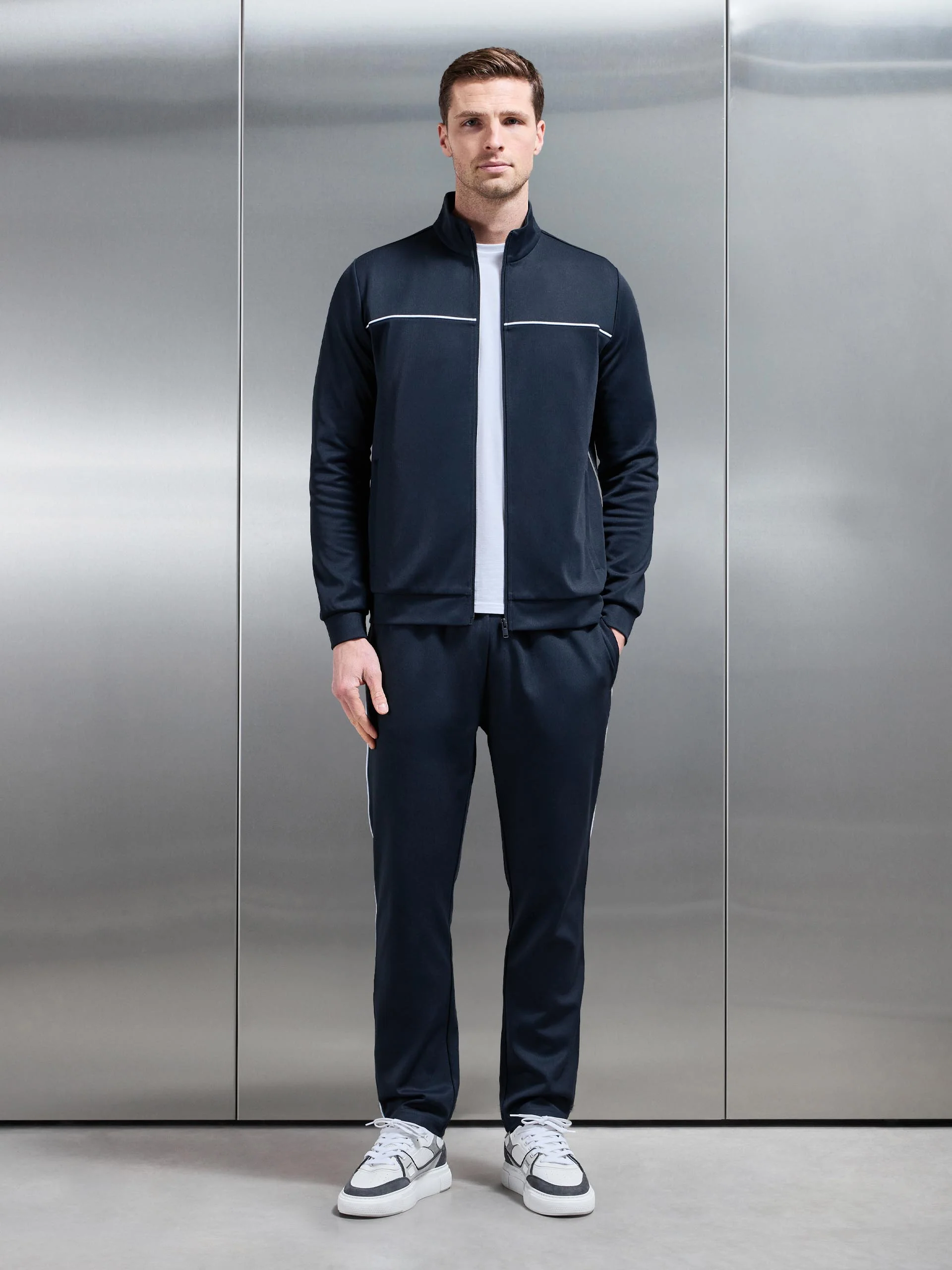 Piping Track Jacket in Navy - Image 2