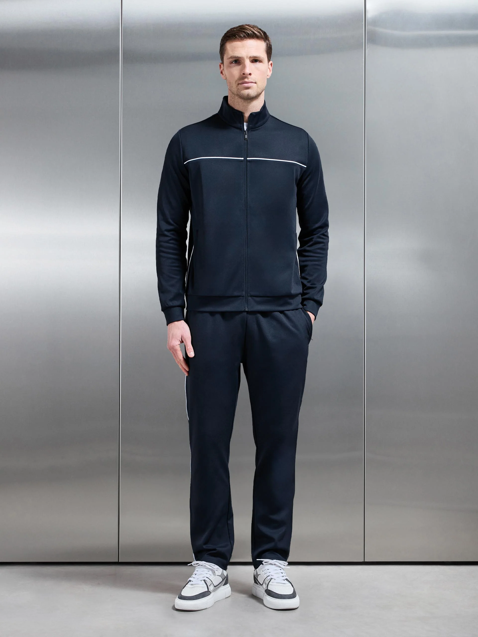 Piping Track Jacket in Navy - Image 6