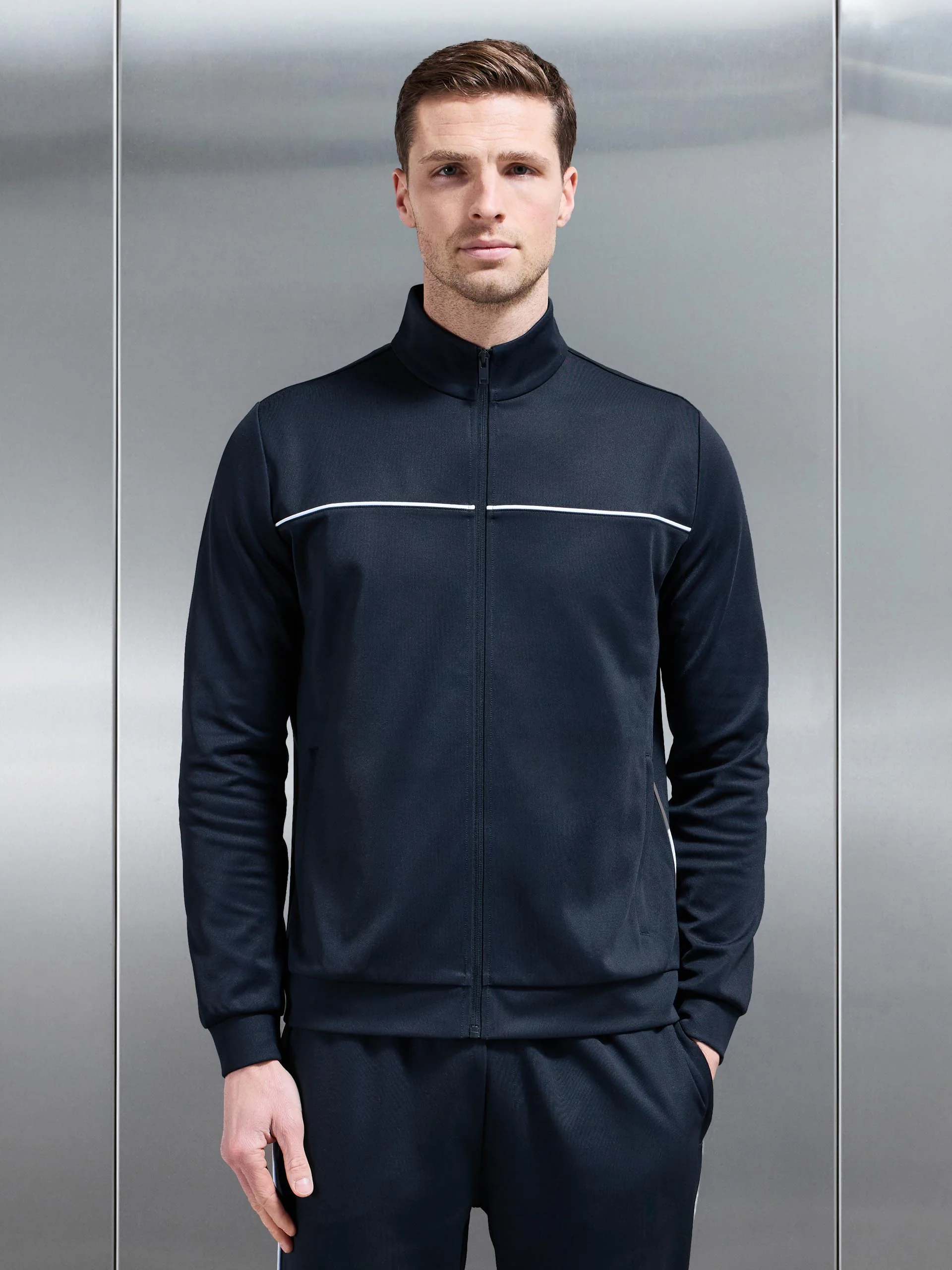 Piping Track Jacket in Navy - Image 7