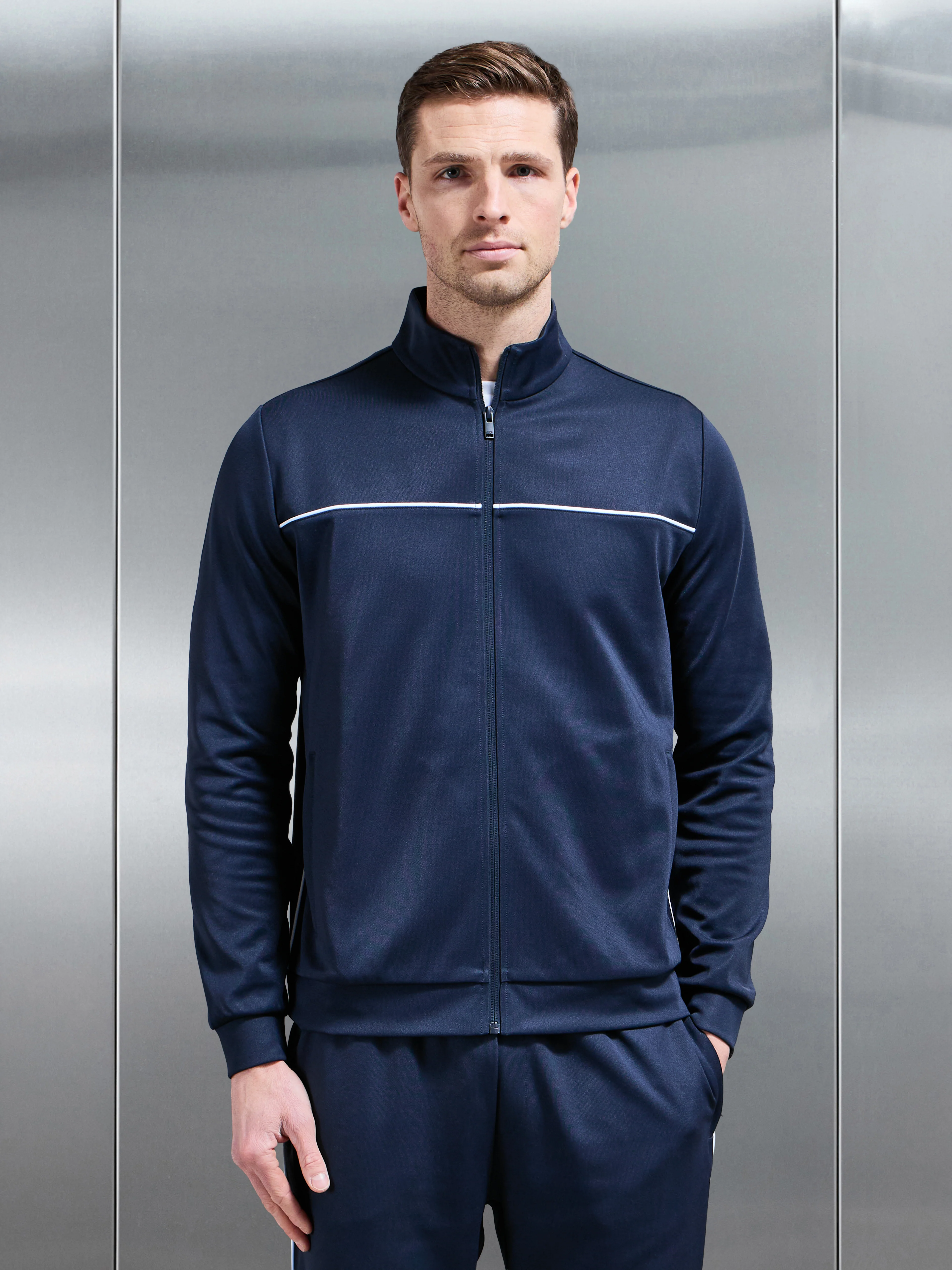 Piping Track Jacket in Navy - Image 8