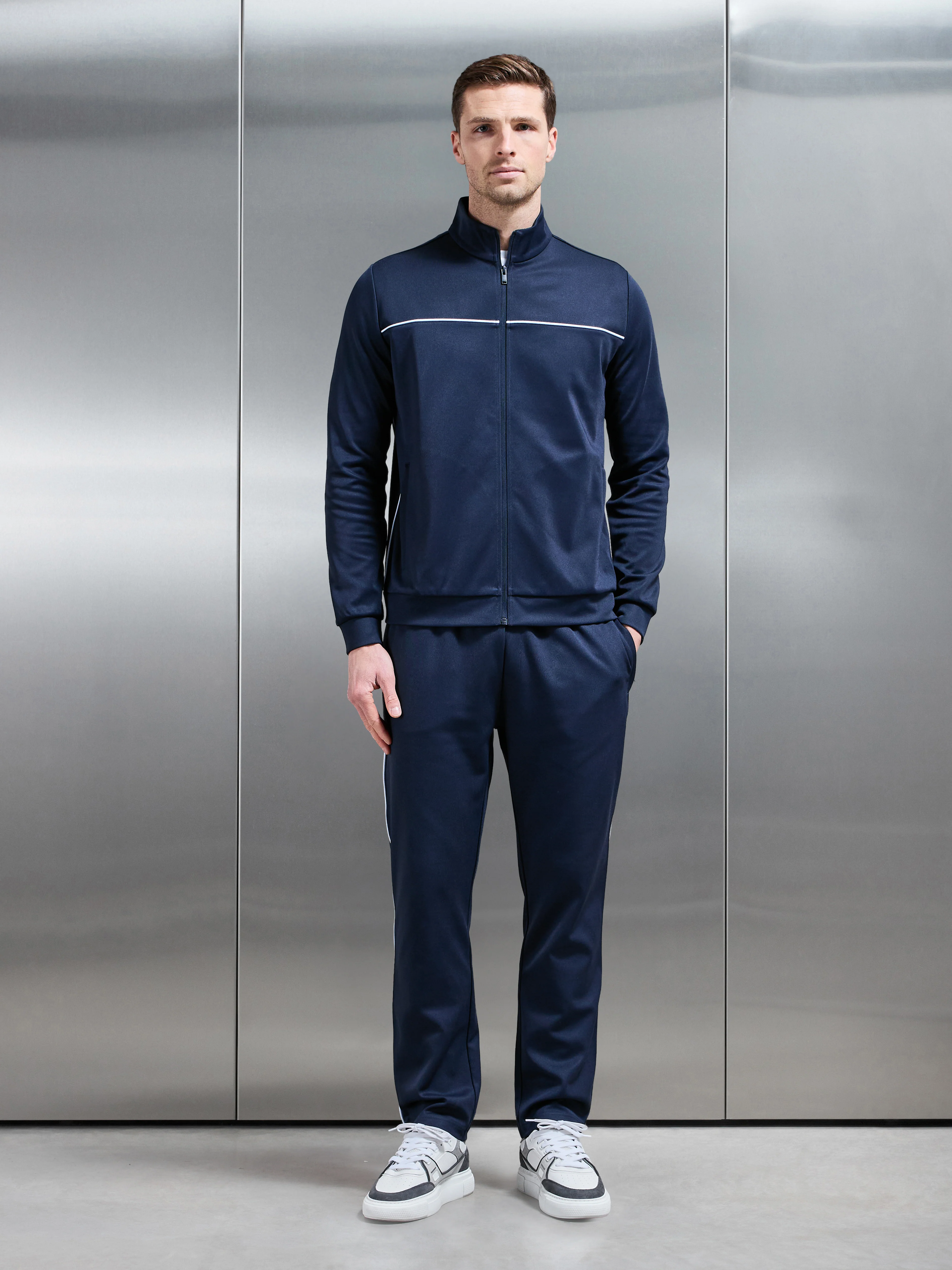 Piping Track Jacket in Navy - Image 9