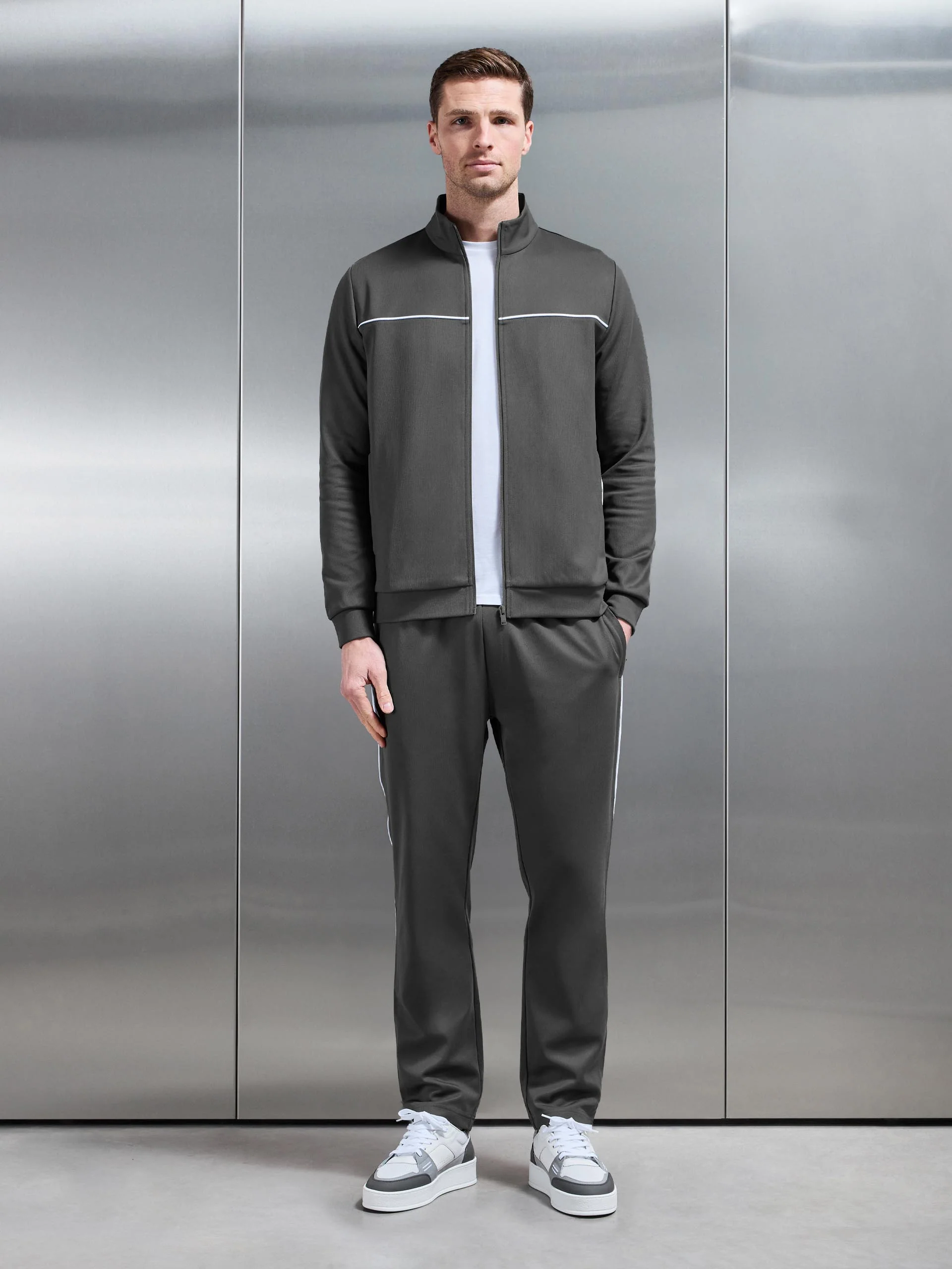 Piping Track Pant in Grey - Image 2