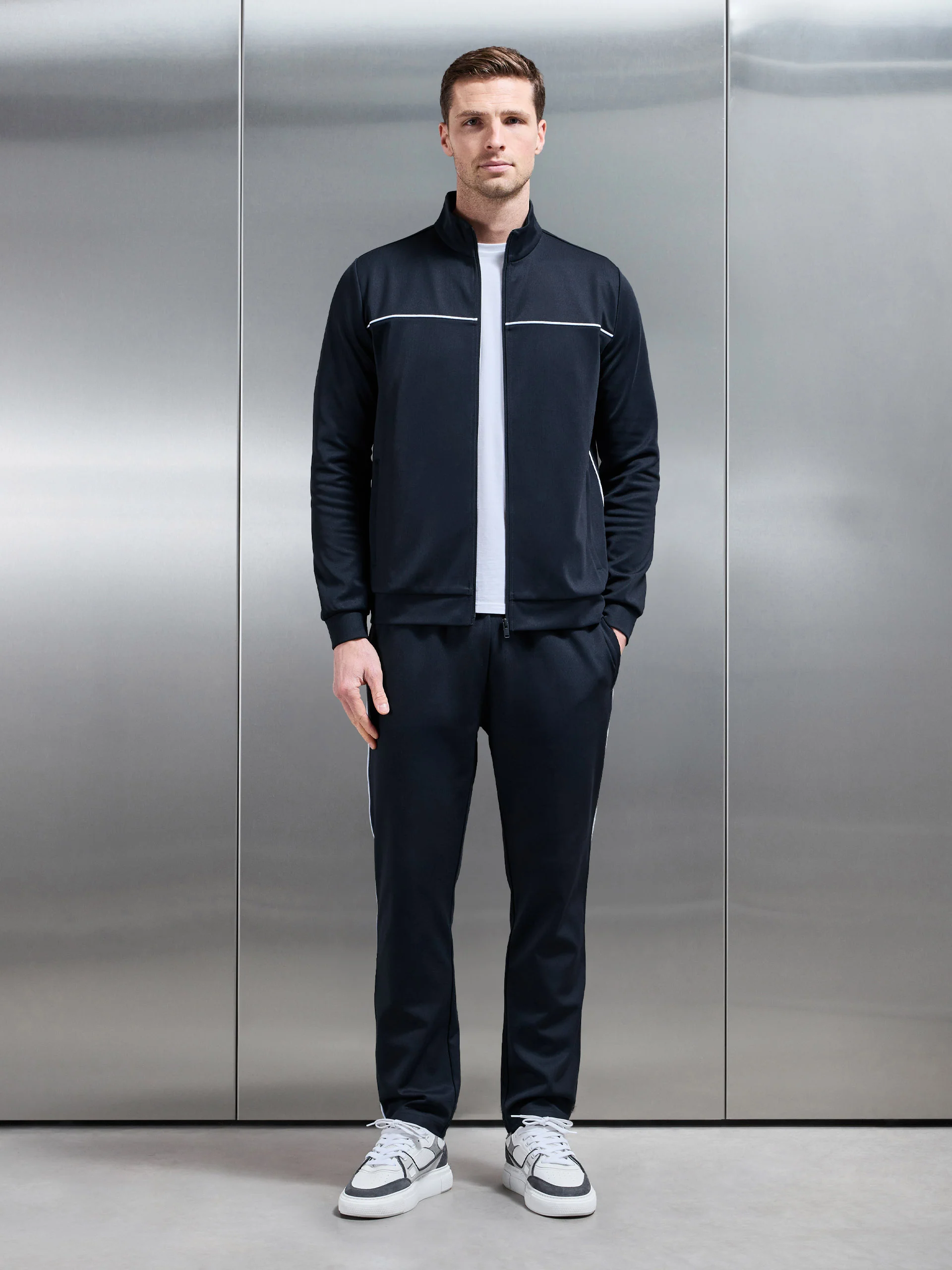 Piping Track Pant in Navy - Image 2