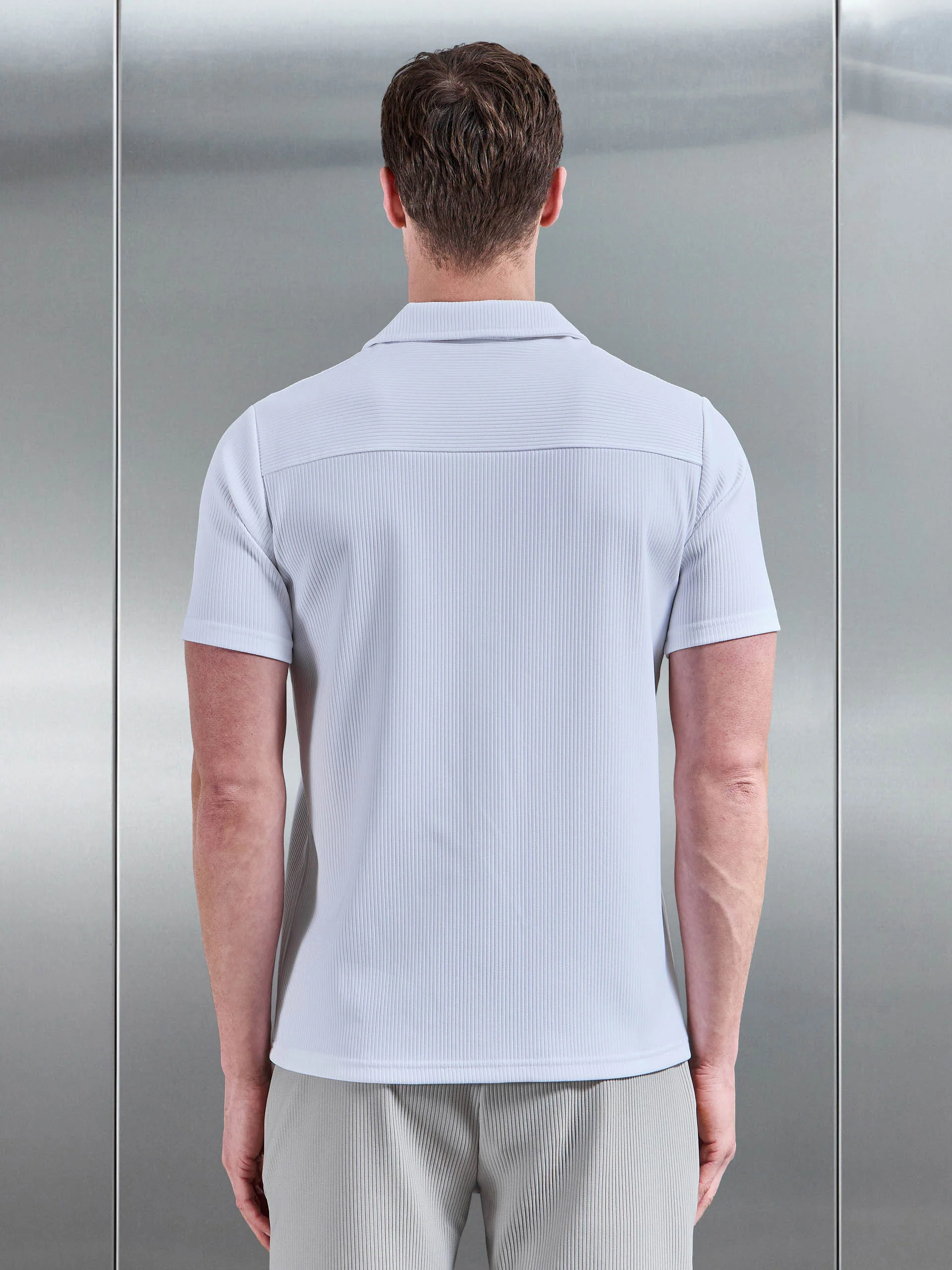 Pleated Revere Collar Shirt in White - Image 3