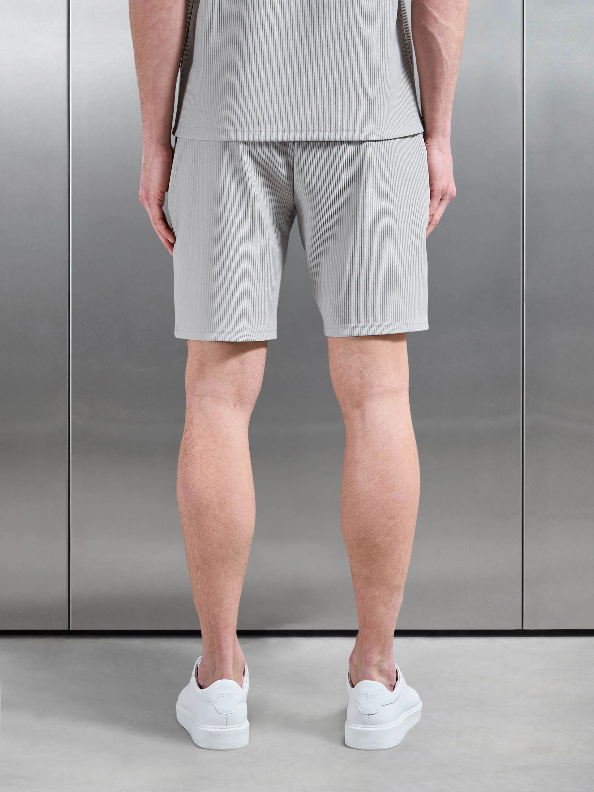 Pleated Short in Stone - Image 3