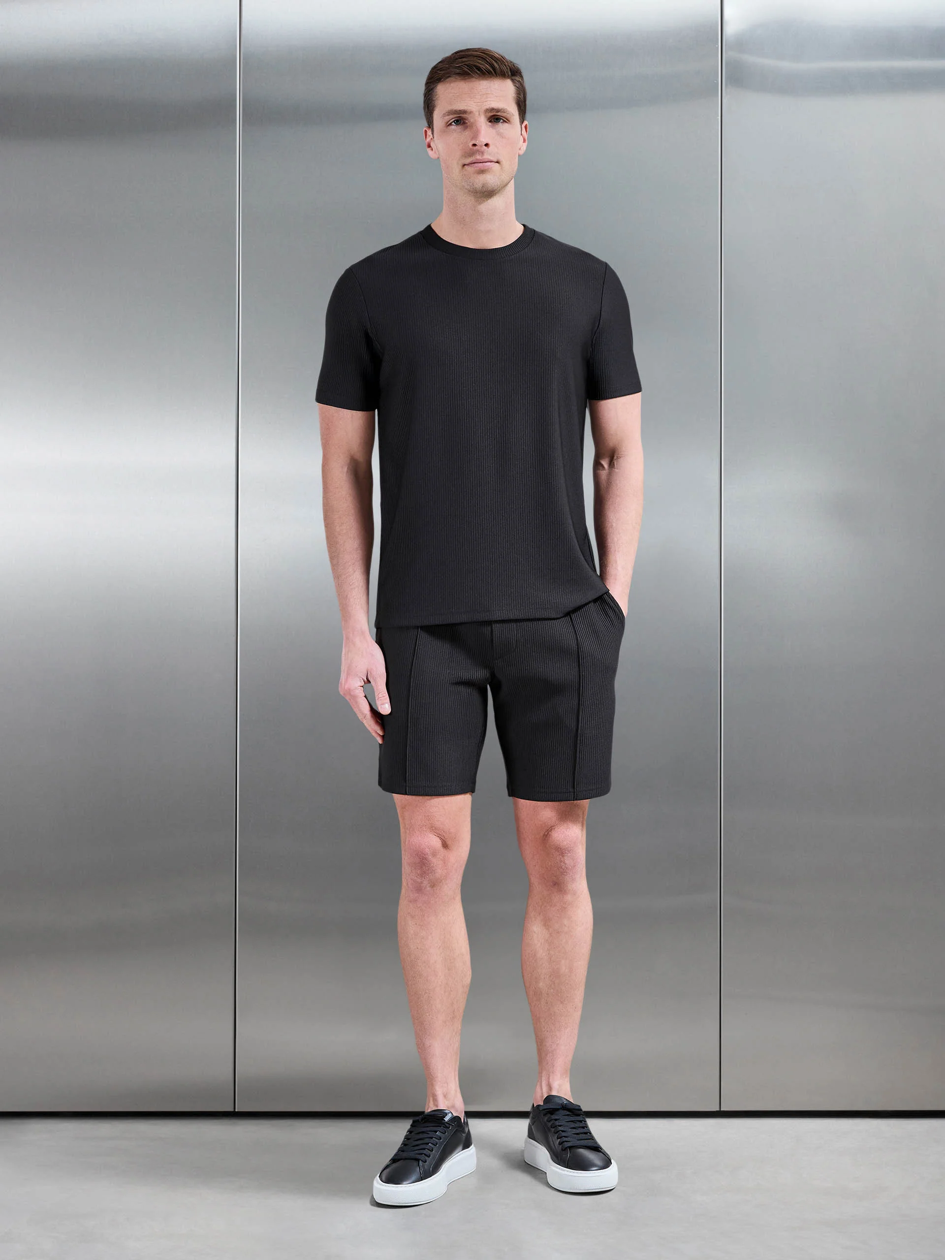 Pleated T-Shirt in Black - Image 2