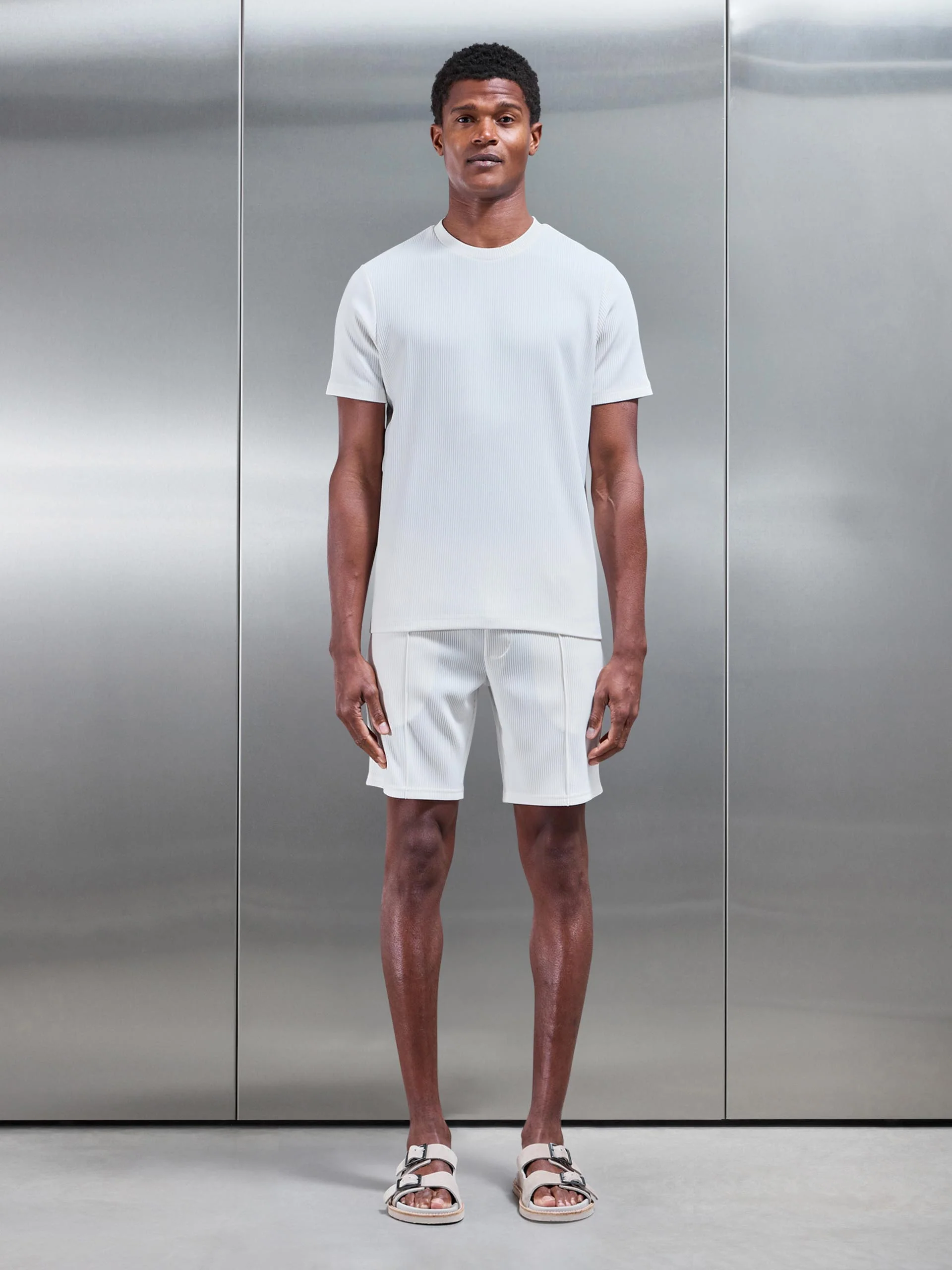 Pleated T-Shirt in Ecru - Image 2