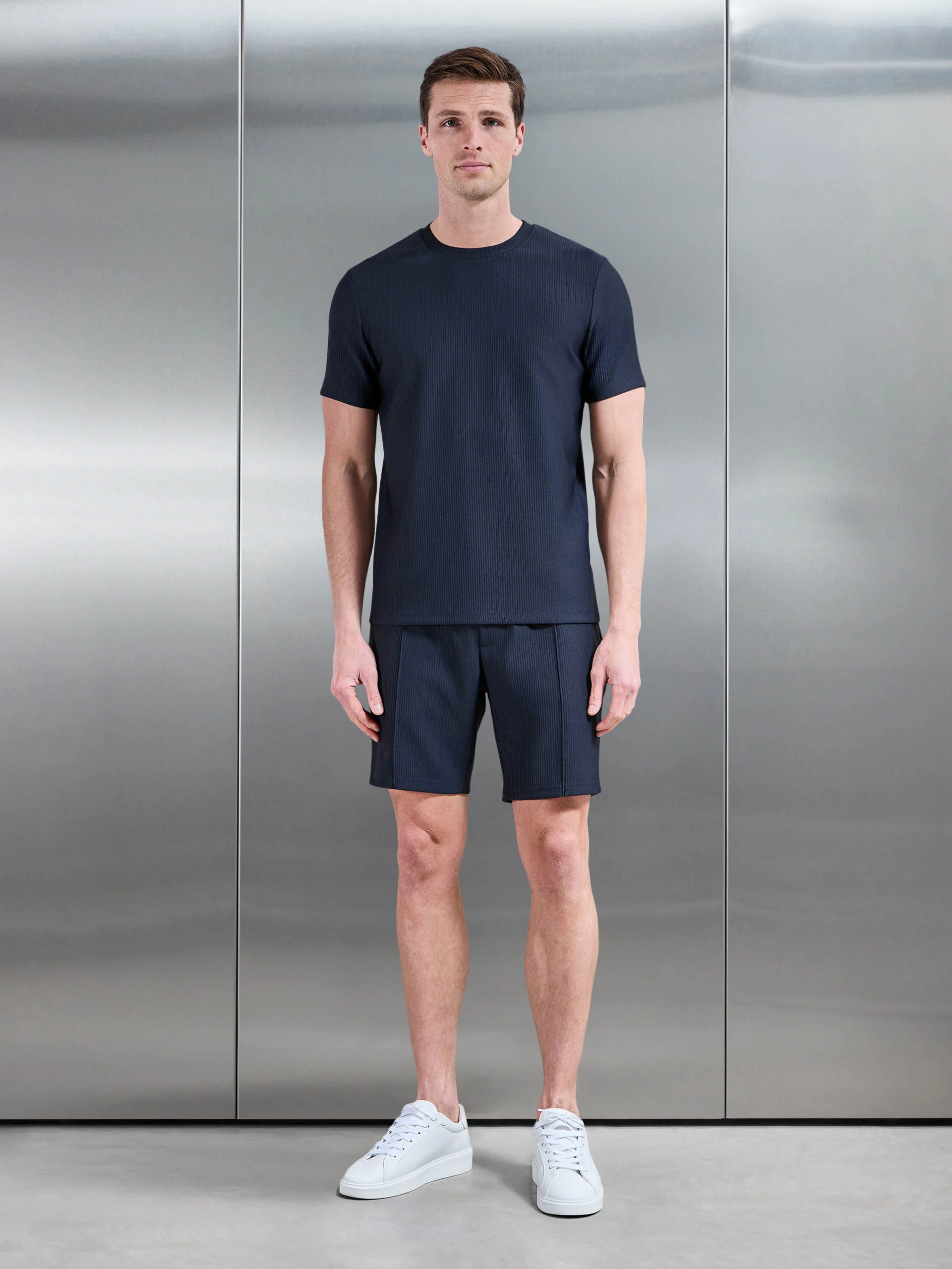 Pleated T-Shirt in Navy - Image 2