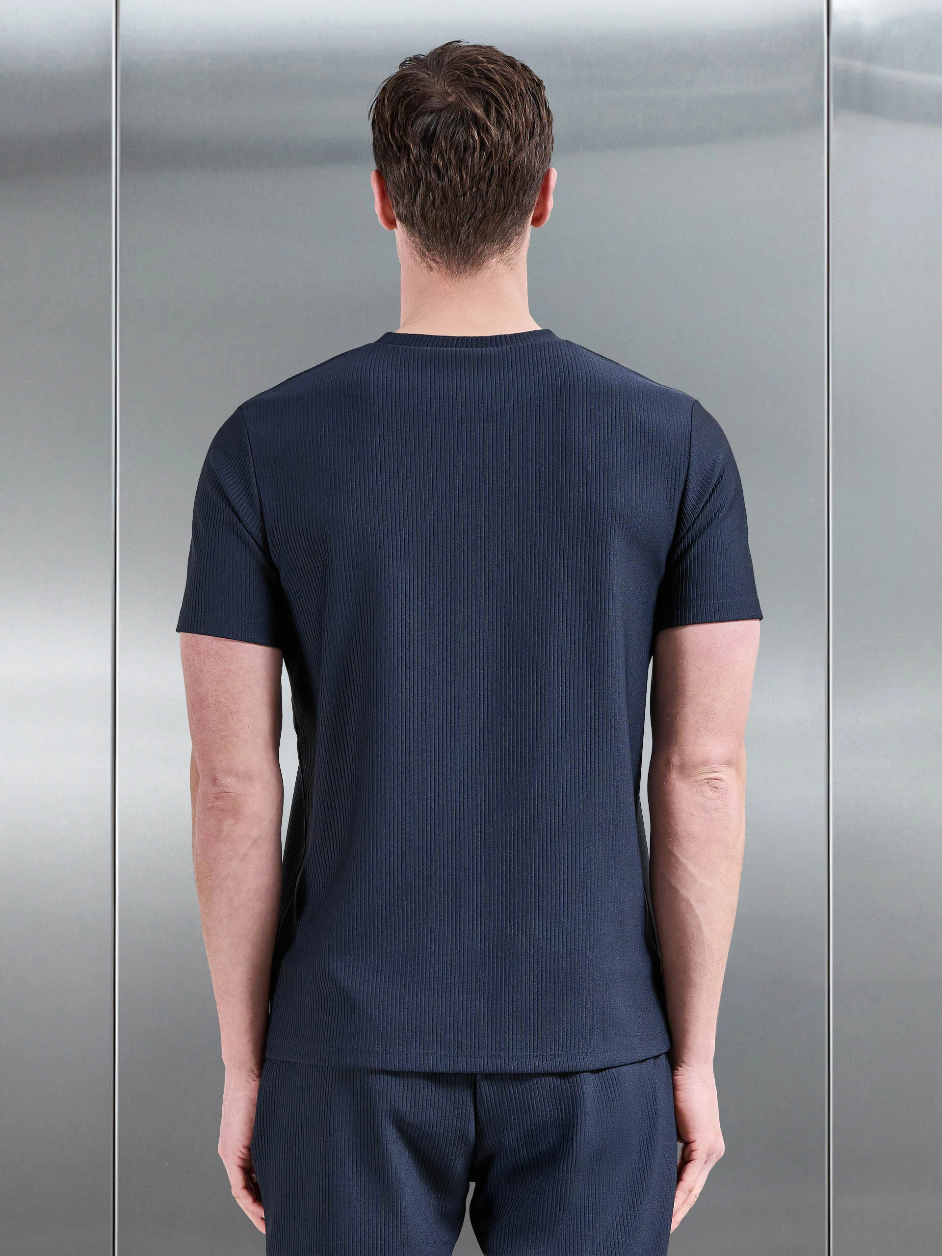 Pleated T-Shirt in Navy - Image 3