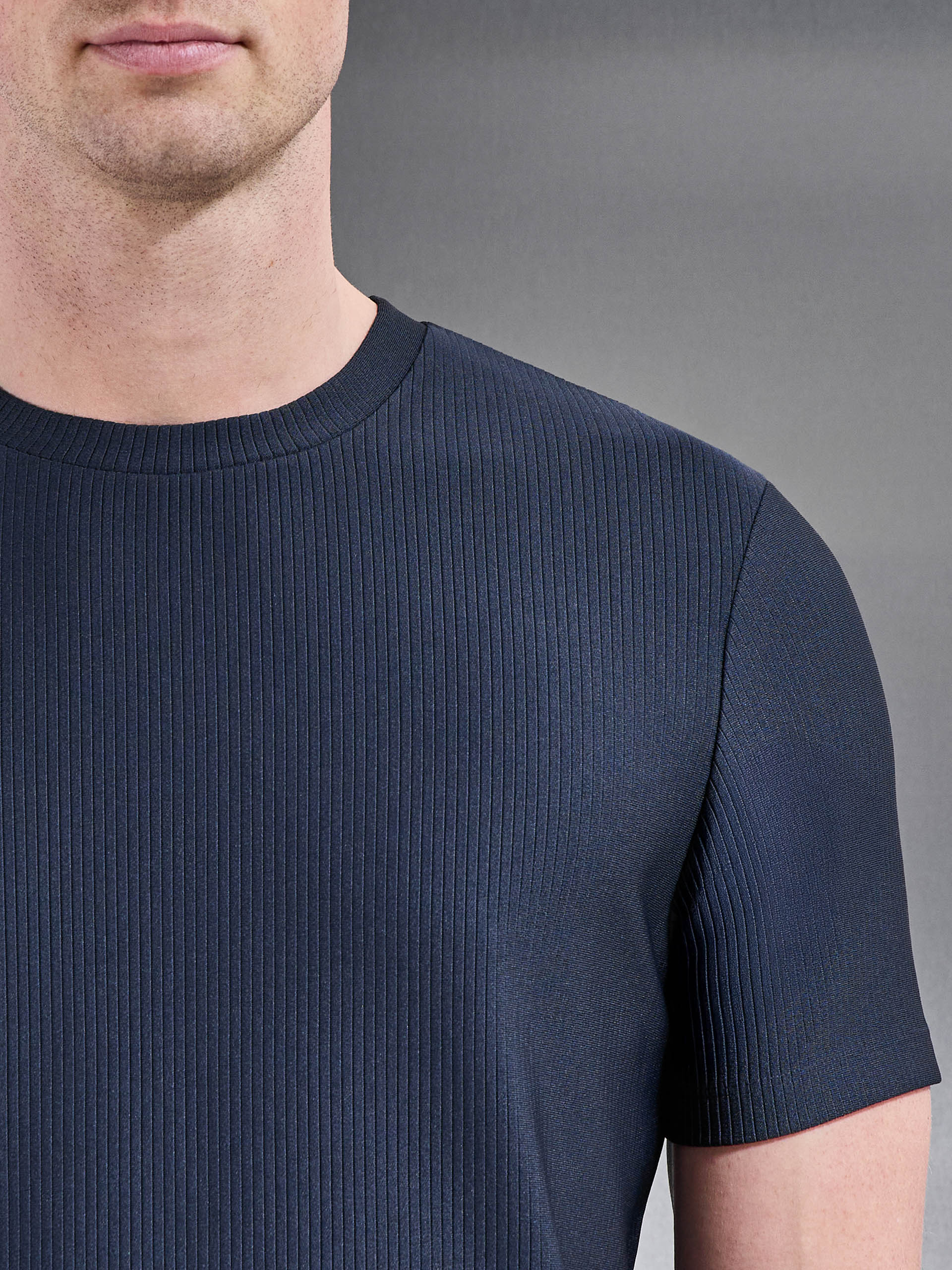 Pleated T-Shirt in Navy - Image 4