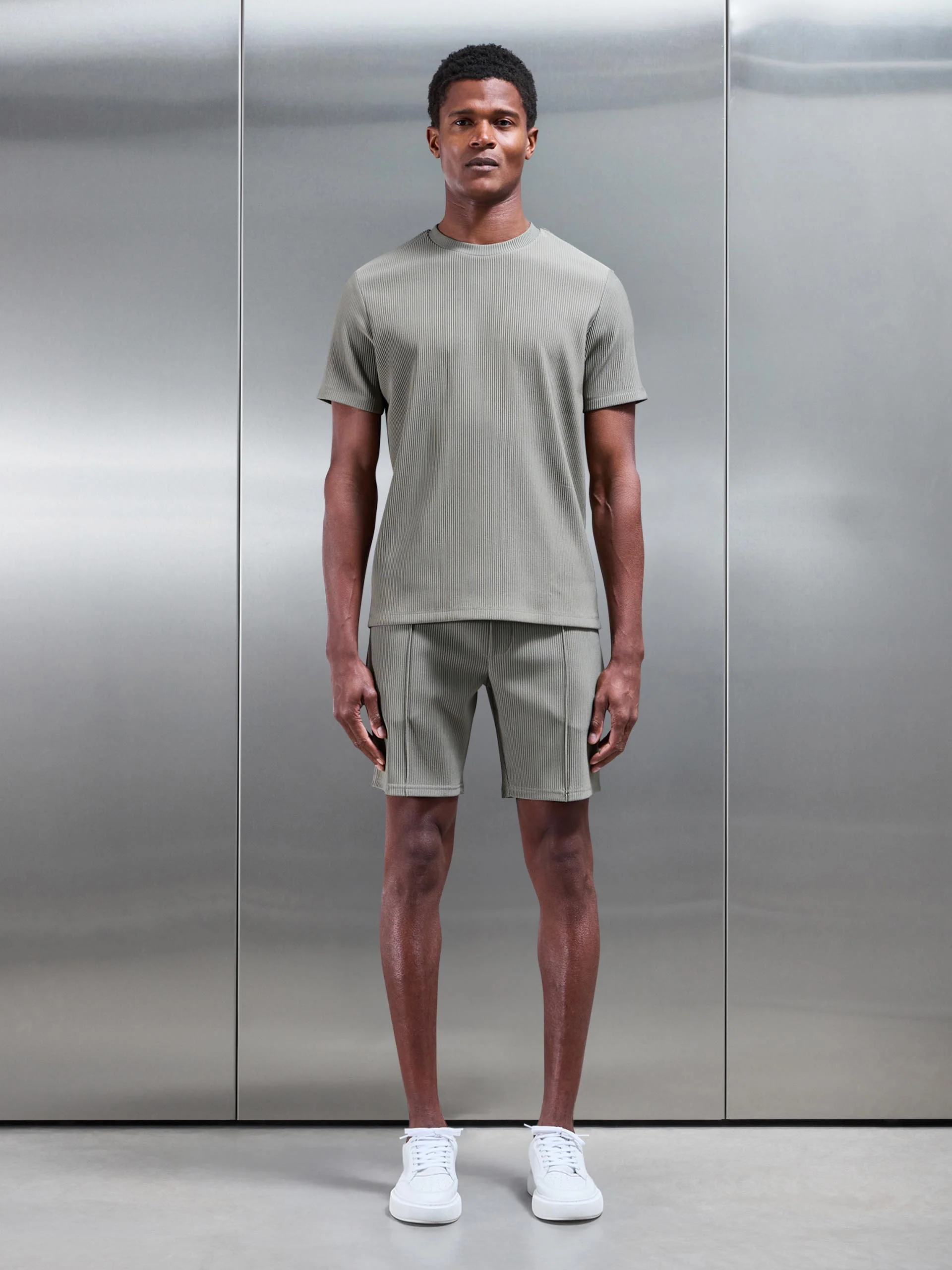 Pleated T-Shirt in Sage - Image 2