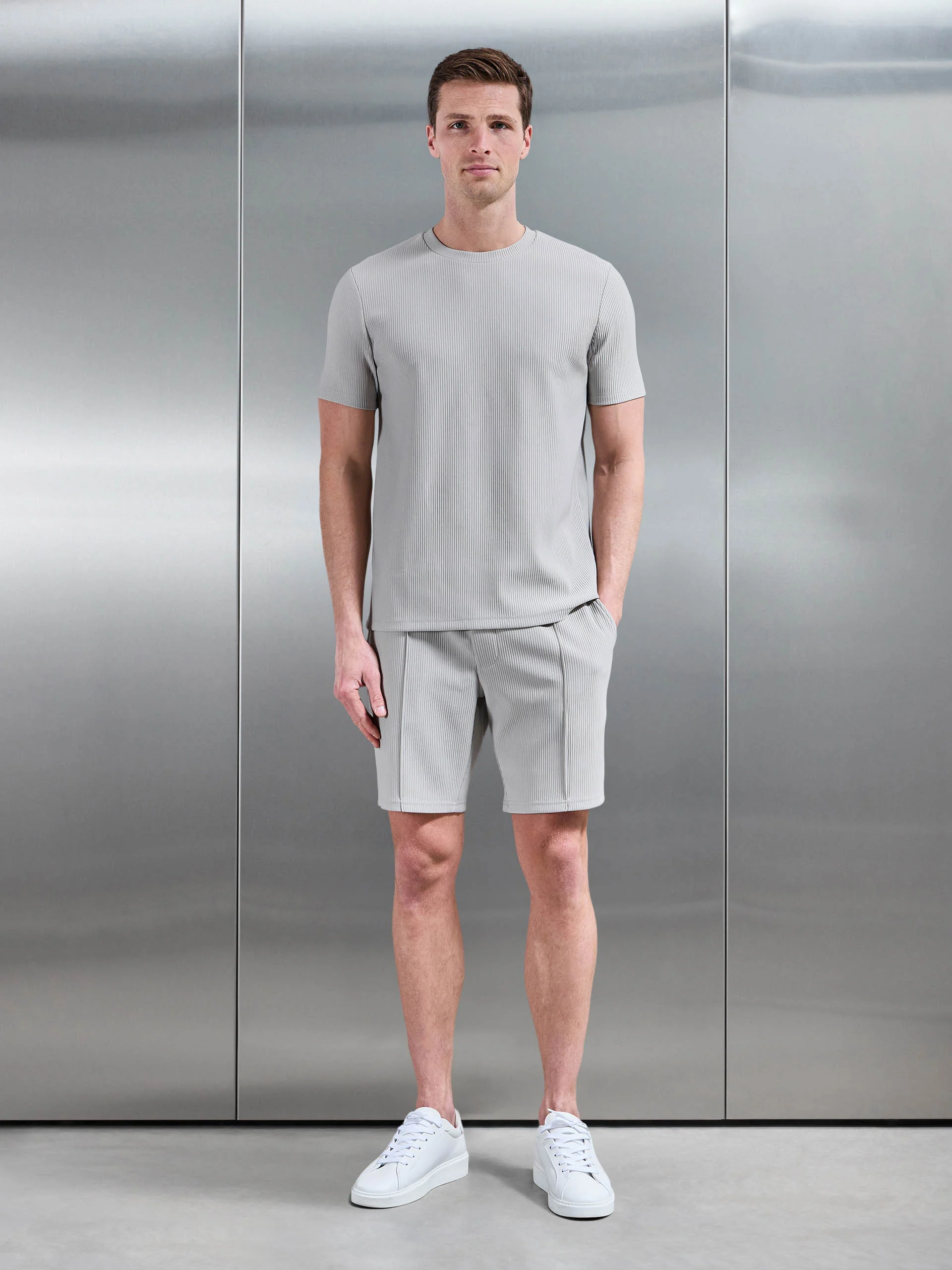 Pleated T-Shirt in Stone - Image 2