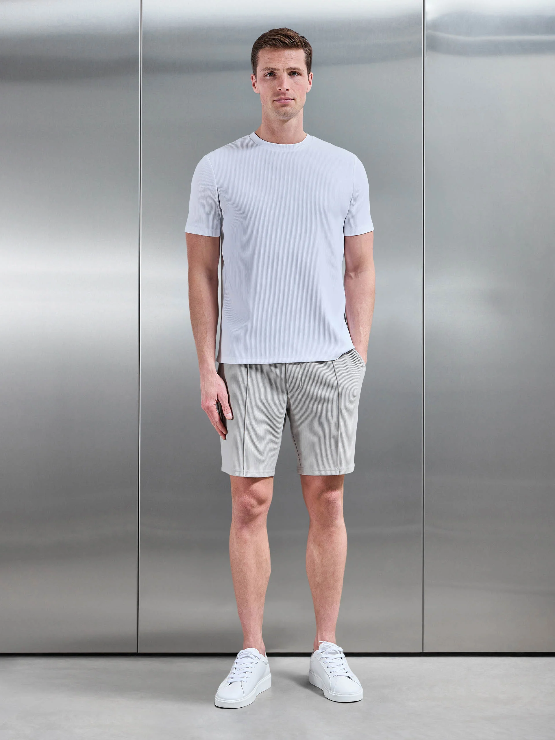 Pleated T-Shirt in White - Image 2