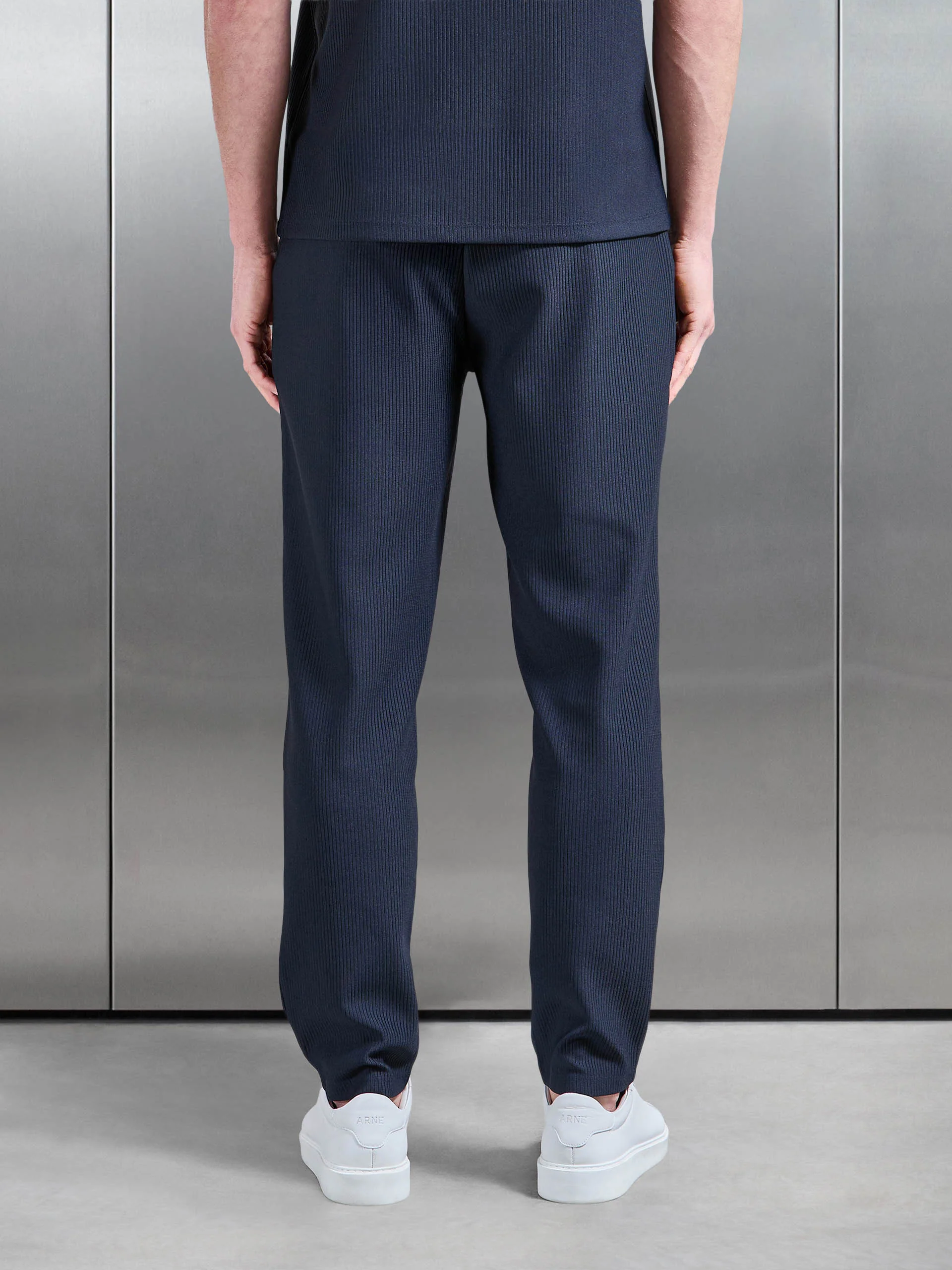 Pleated Trouser in Navy - Image 3