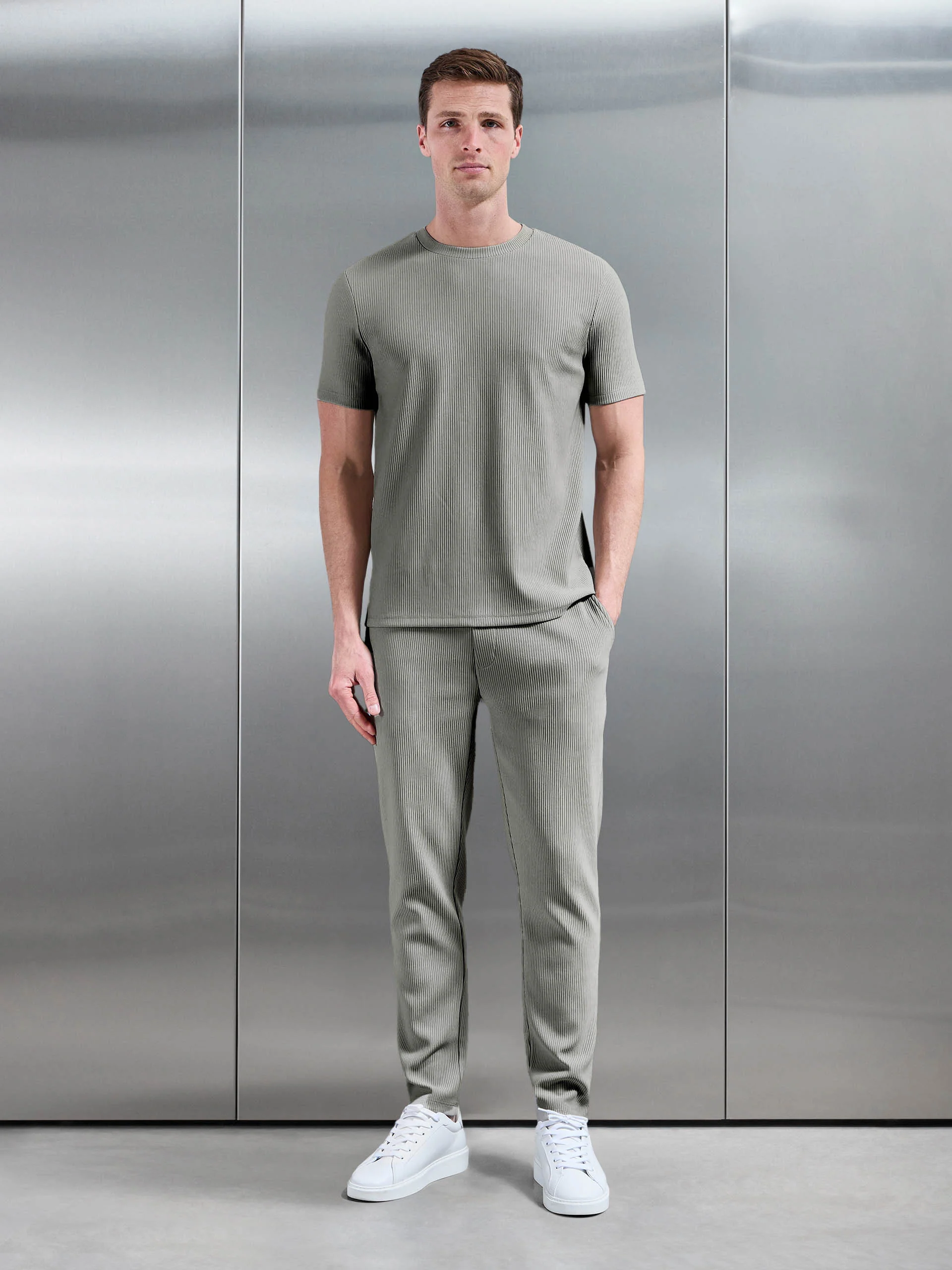 Pleated Trouser in Sage - Image 2