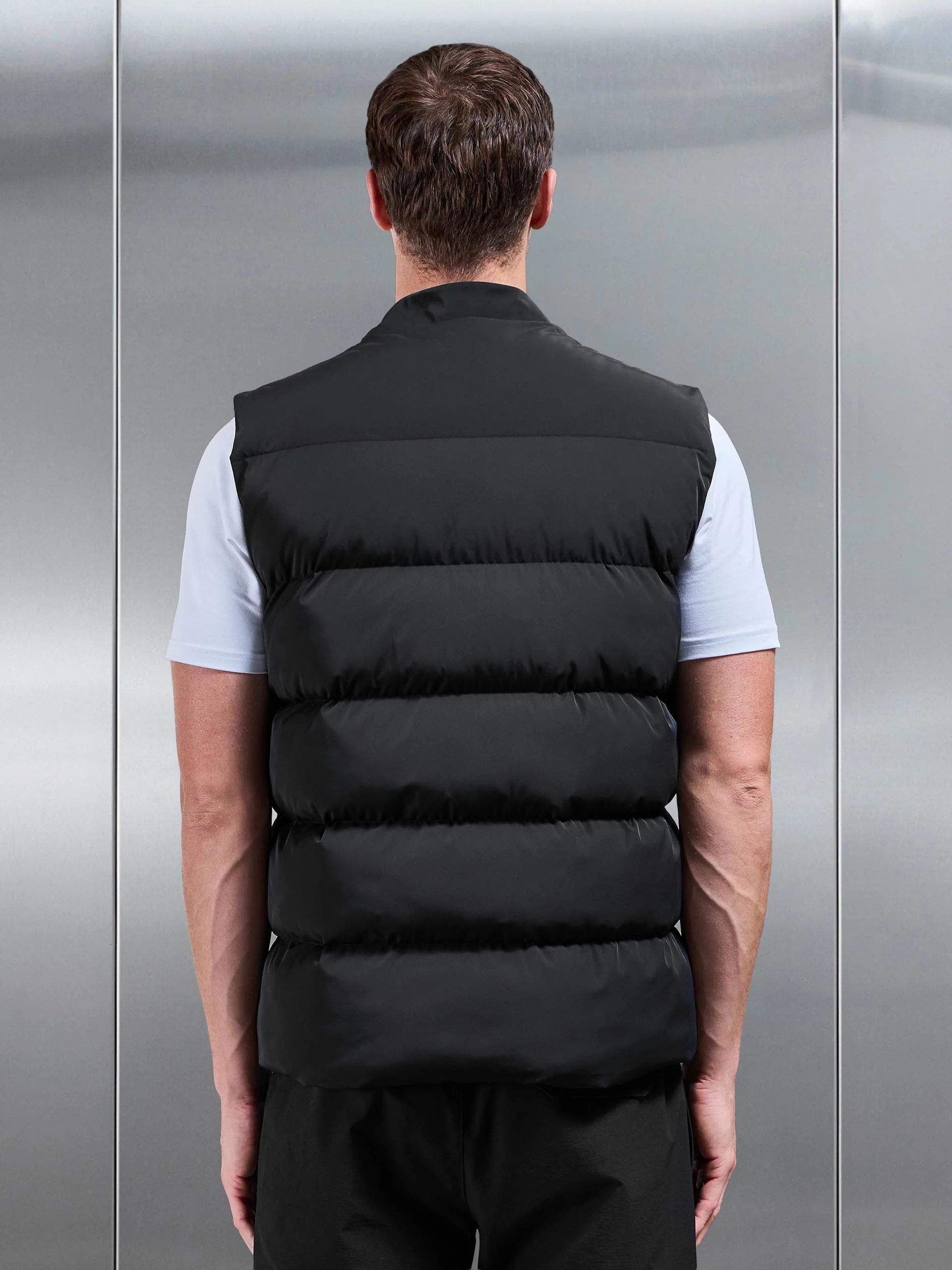 Quilted Bomber Gilet in Black - Image 5
