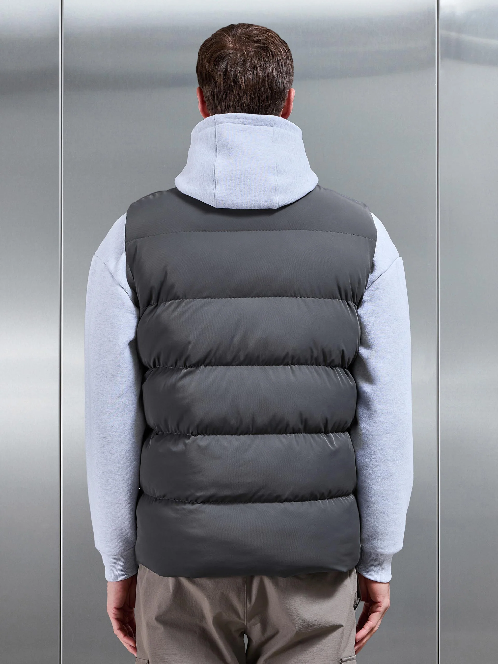 Quilted Bomber Gilet in Grey - Image 6