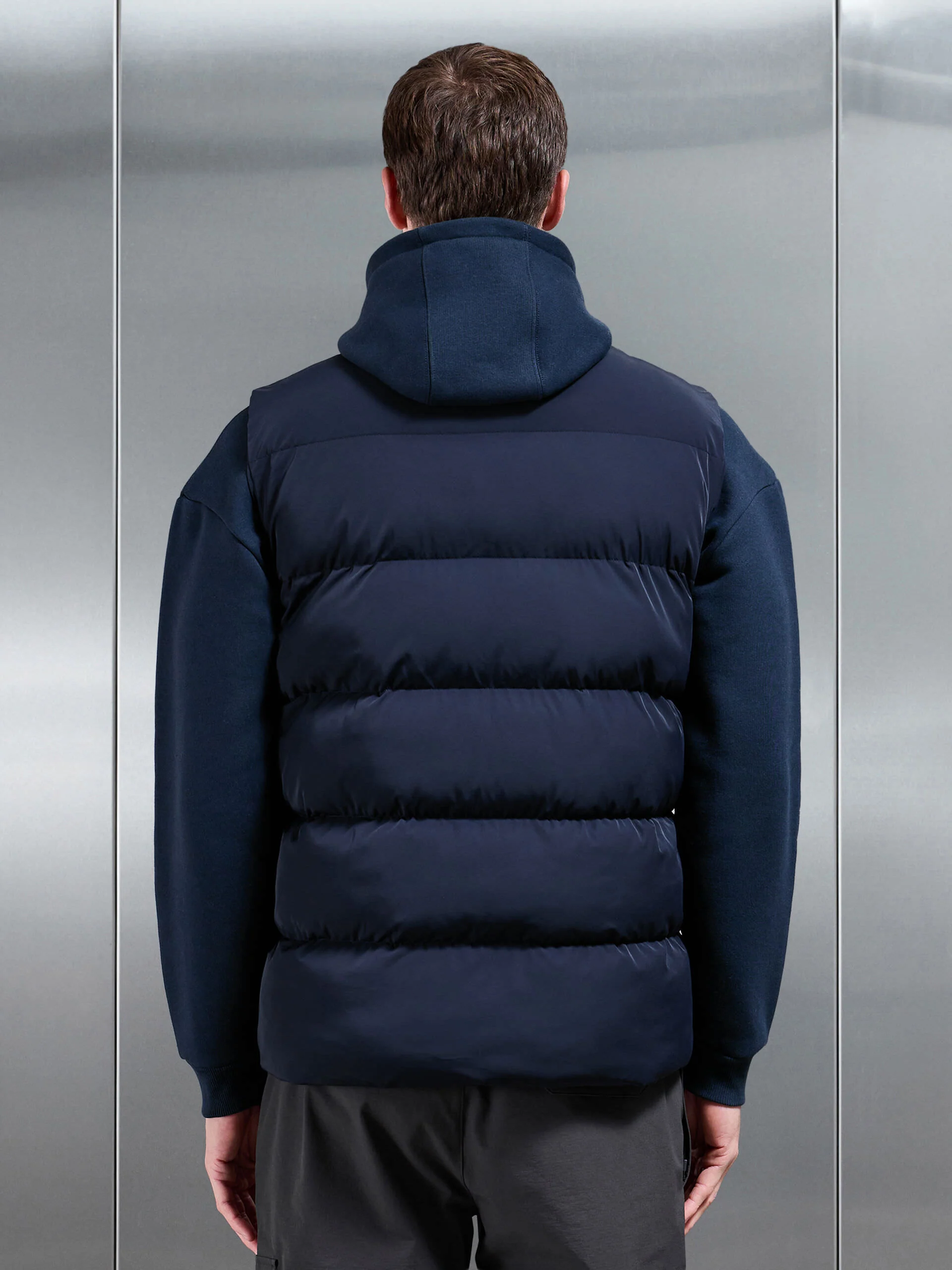 Quilted Bomber Gilet in Navy - Image 4
