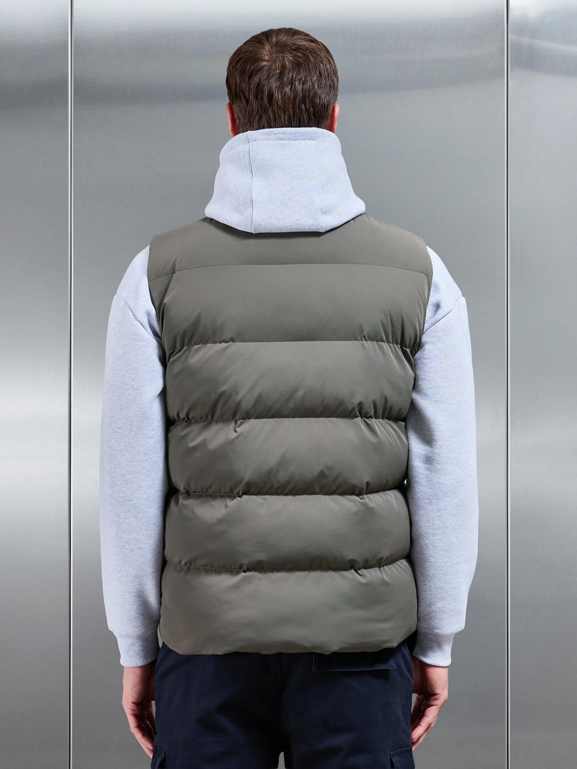 Quilted Bomber Gilet in Olive - Image 4
