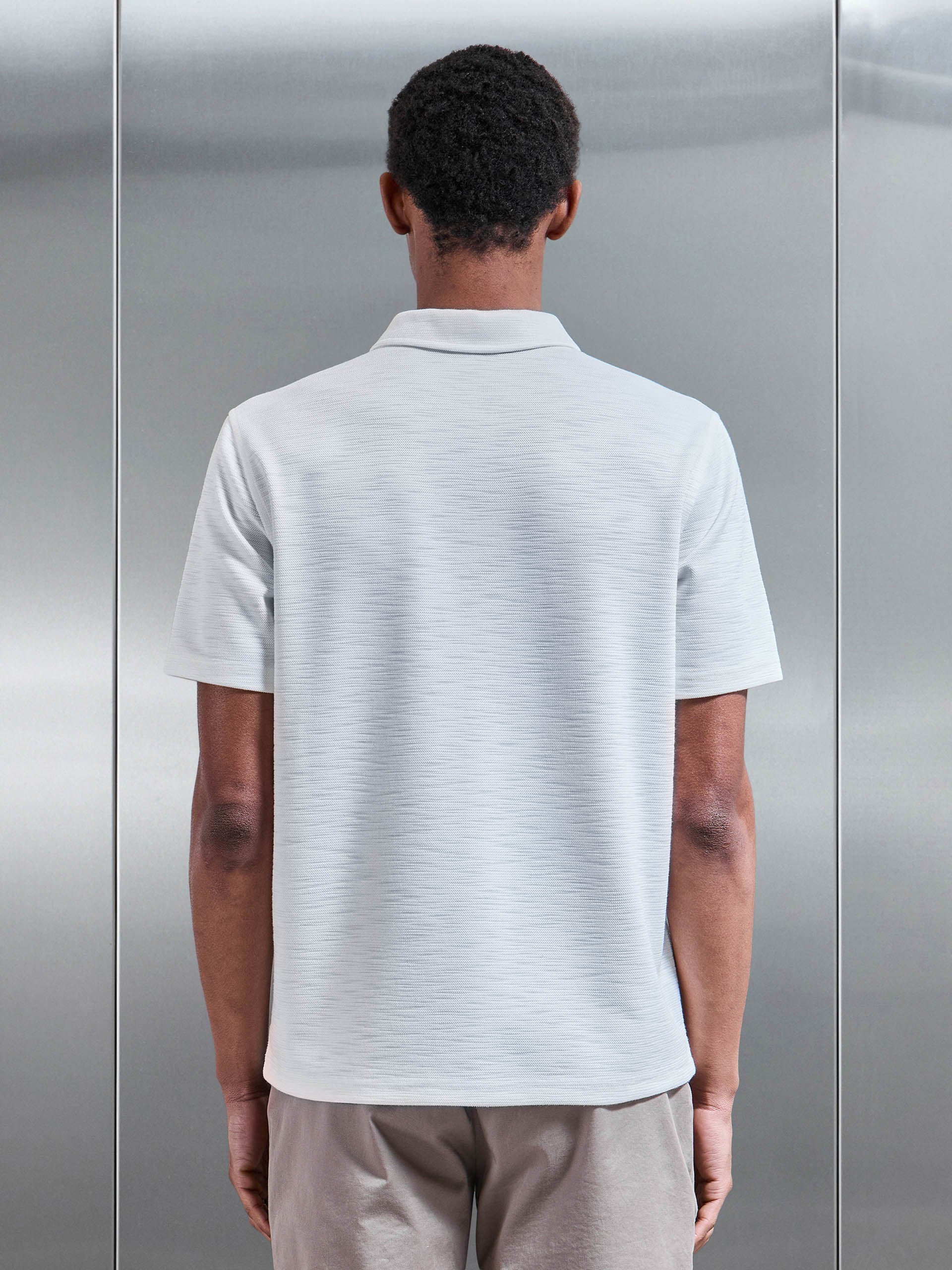 Quinta Textured Zip Polo Shirt in White - Image 3