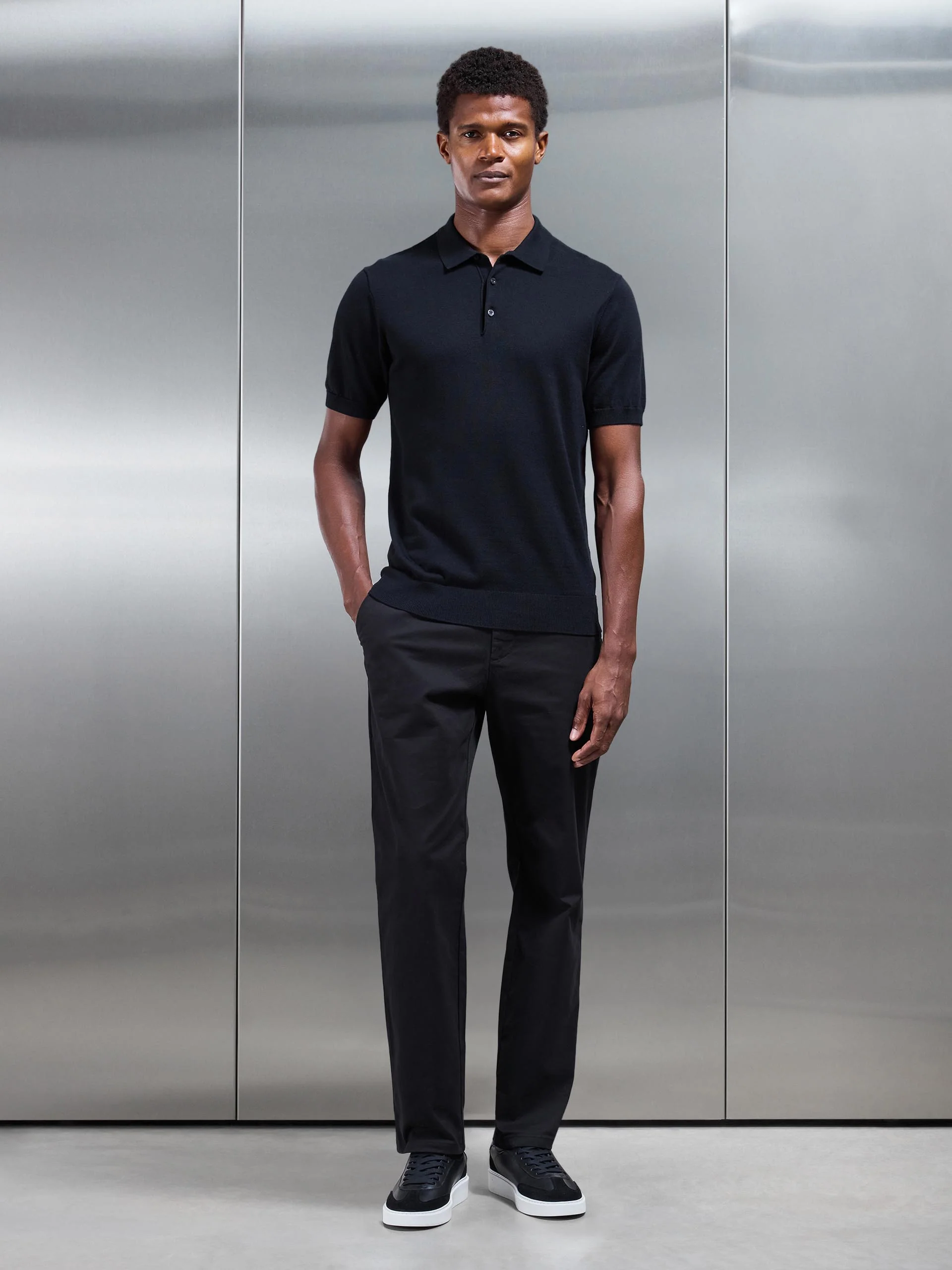 Regular Fit Chino Trouser in Black - Image 2