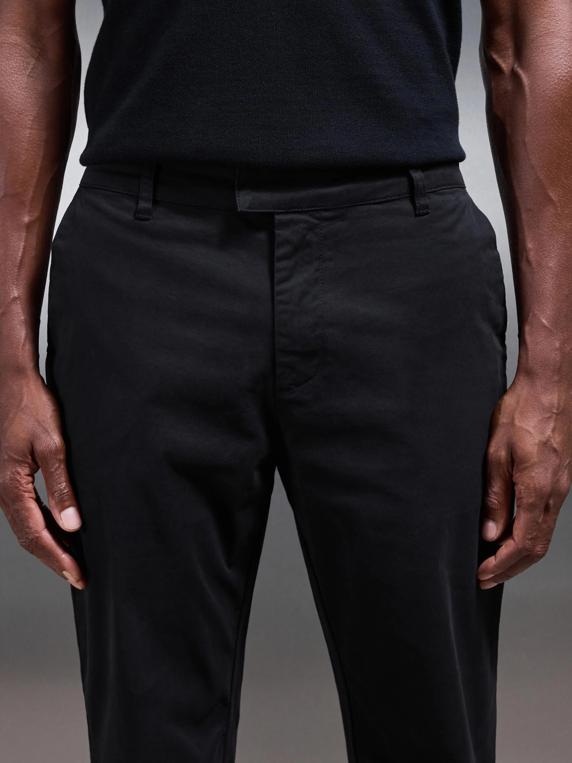 Regular Fit Chino Trouser in Black - Image 4