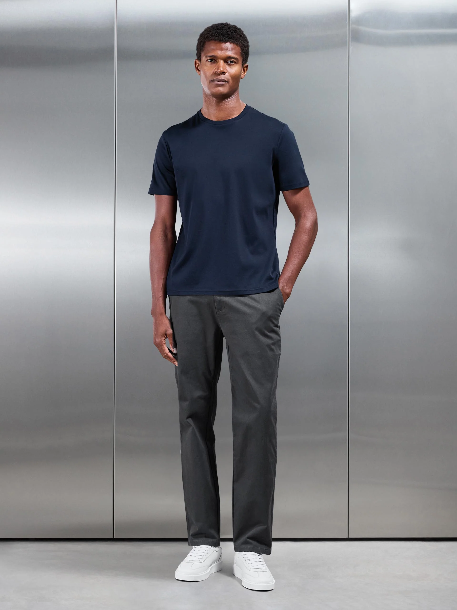 Regular Fit Chino Trouser in Grey - Image 2