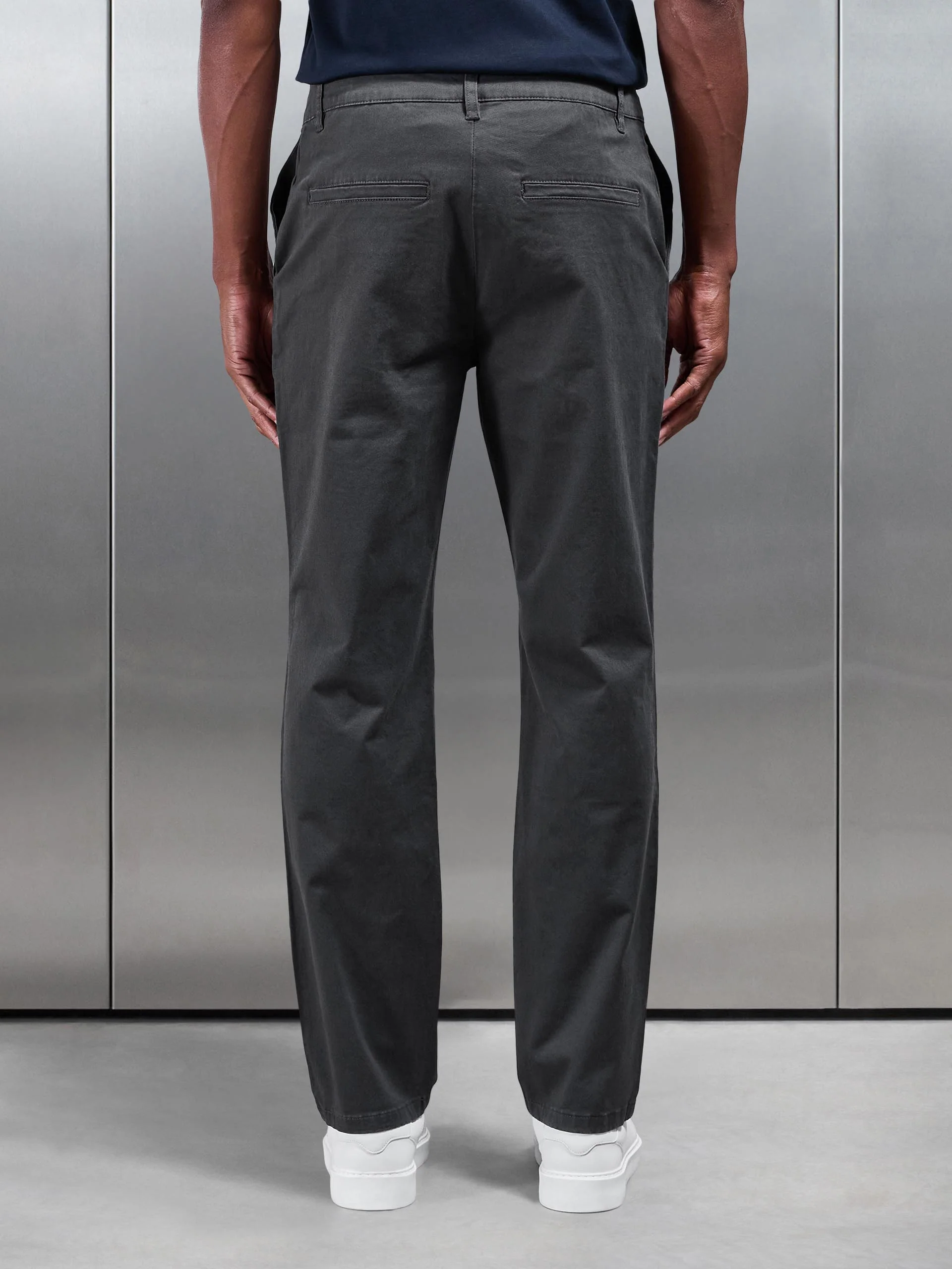Regular Fit Chino Trouser in Grey - Image 3