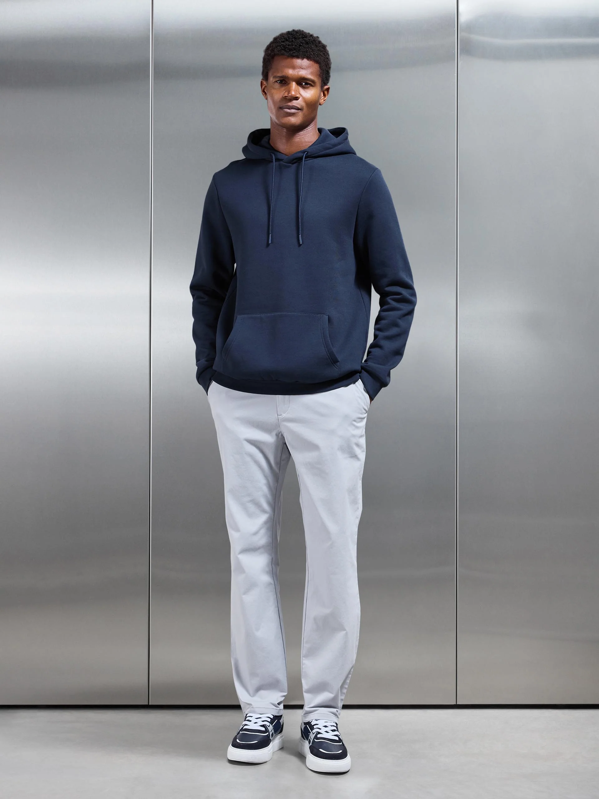 Regular Fit Chino Trouser in Mid Grey - Image 2