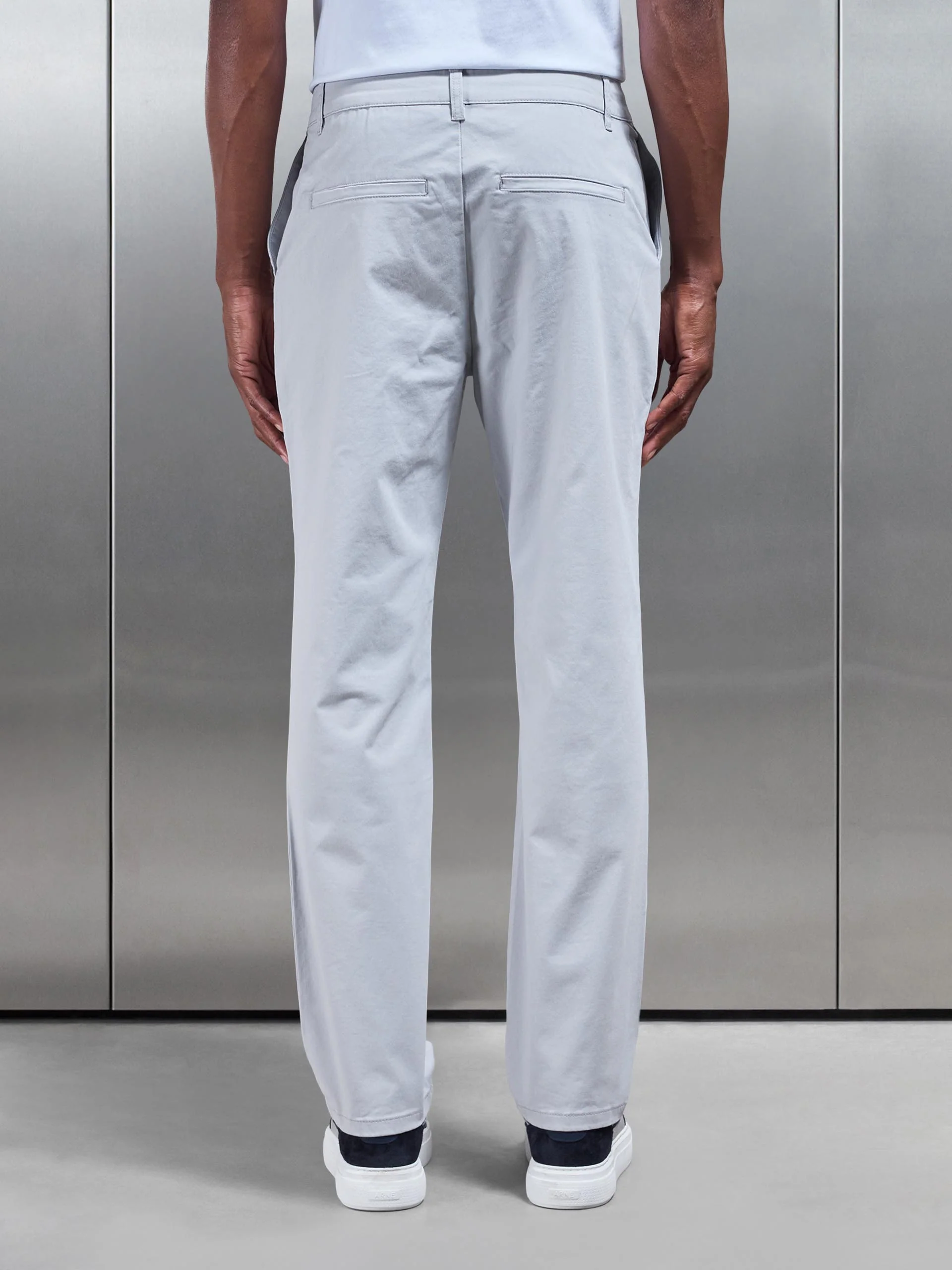 Regular Fit Chino Trouser in Mid Grey - Image 3