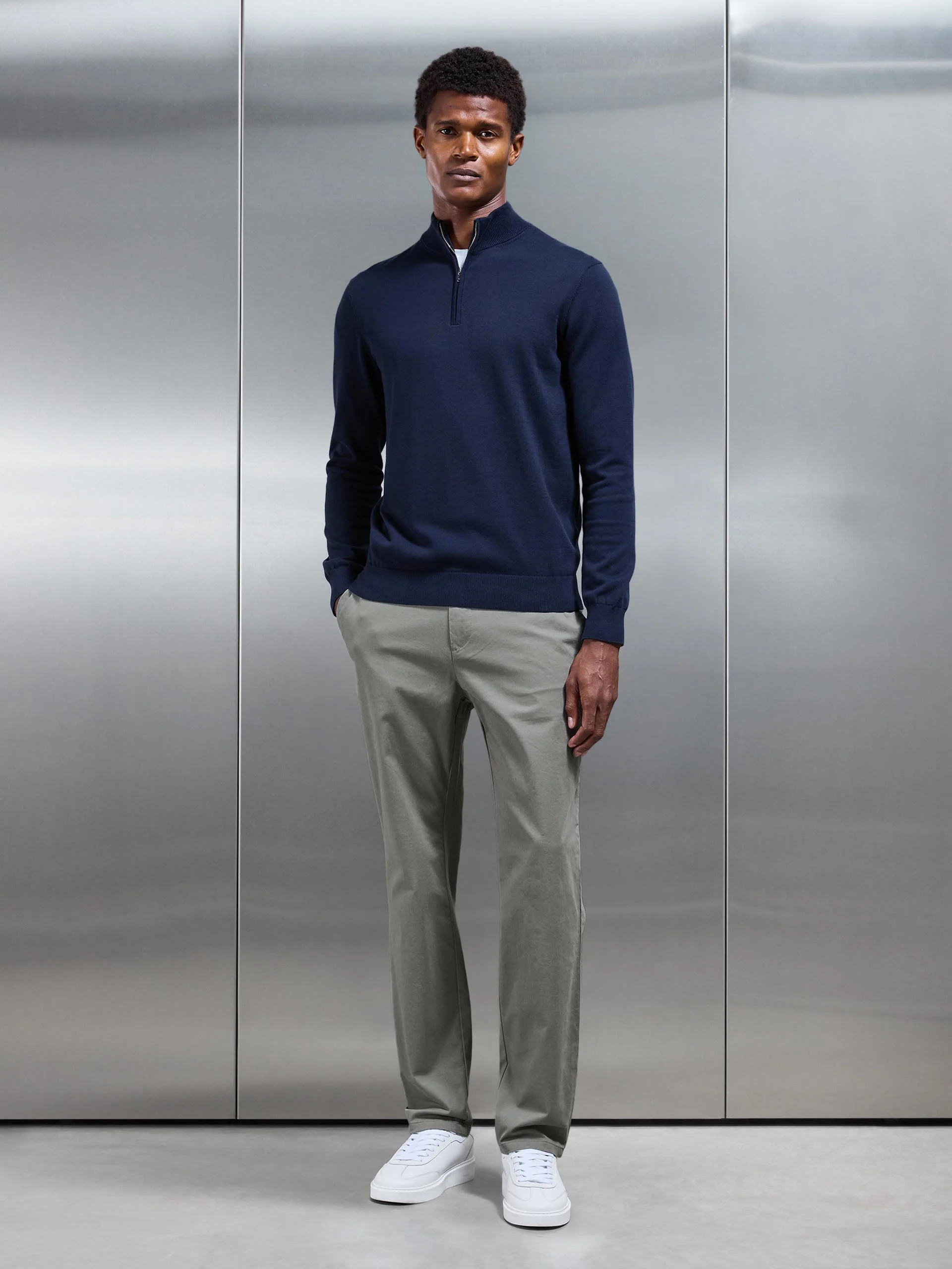 Regular Fit Chino Trouser in Olive - Image 2