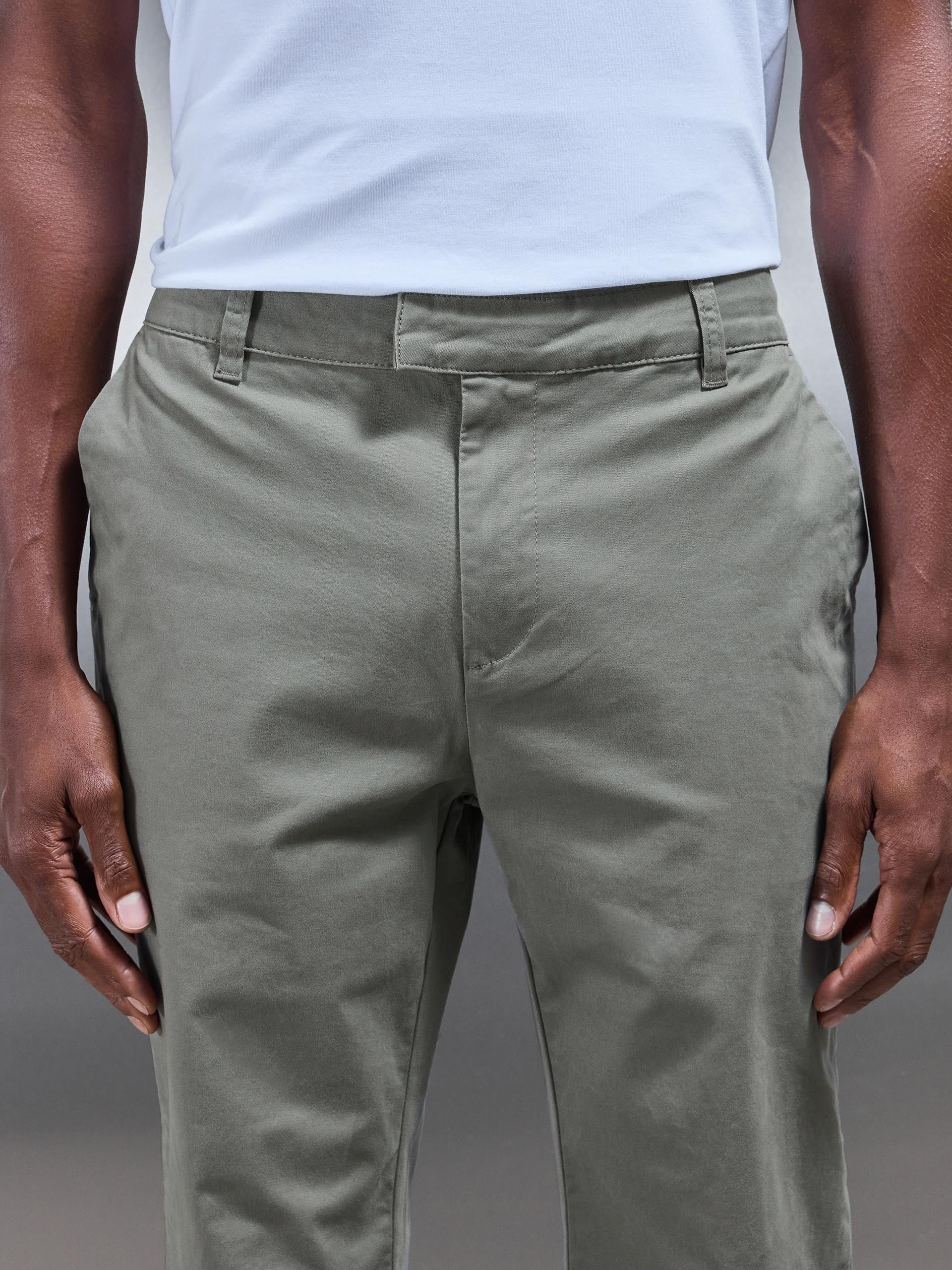 Regular Fit Chino Trouser in Olive - Image 4