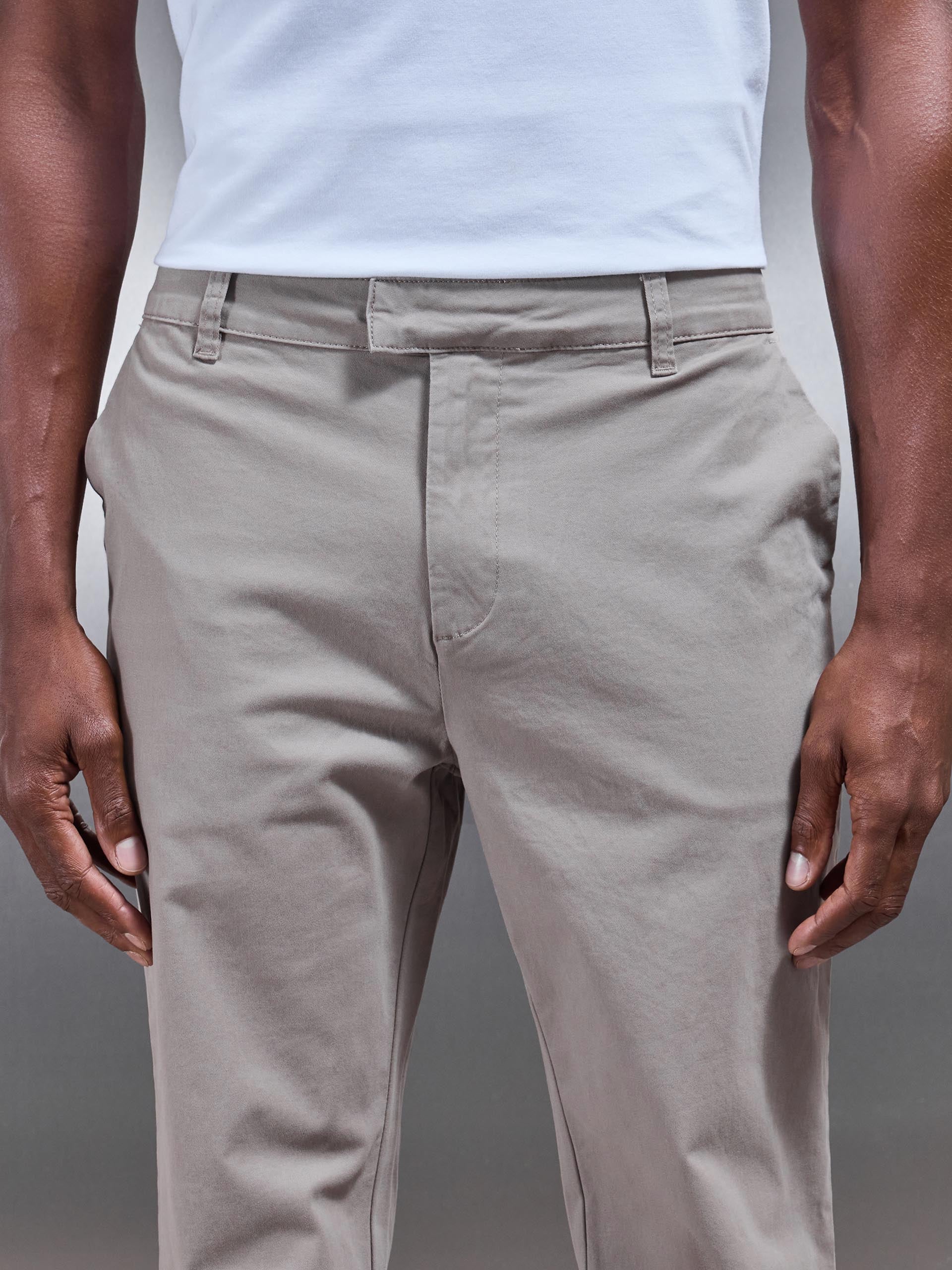 Regular Fit Chino Trouser in Taupe - Image 4