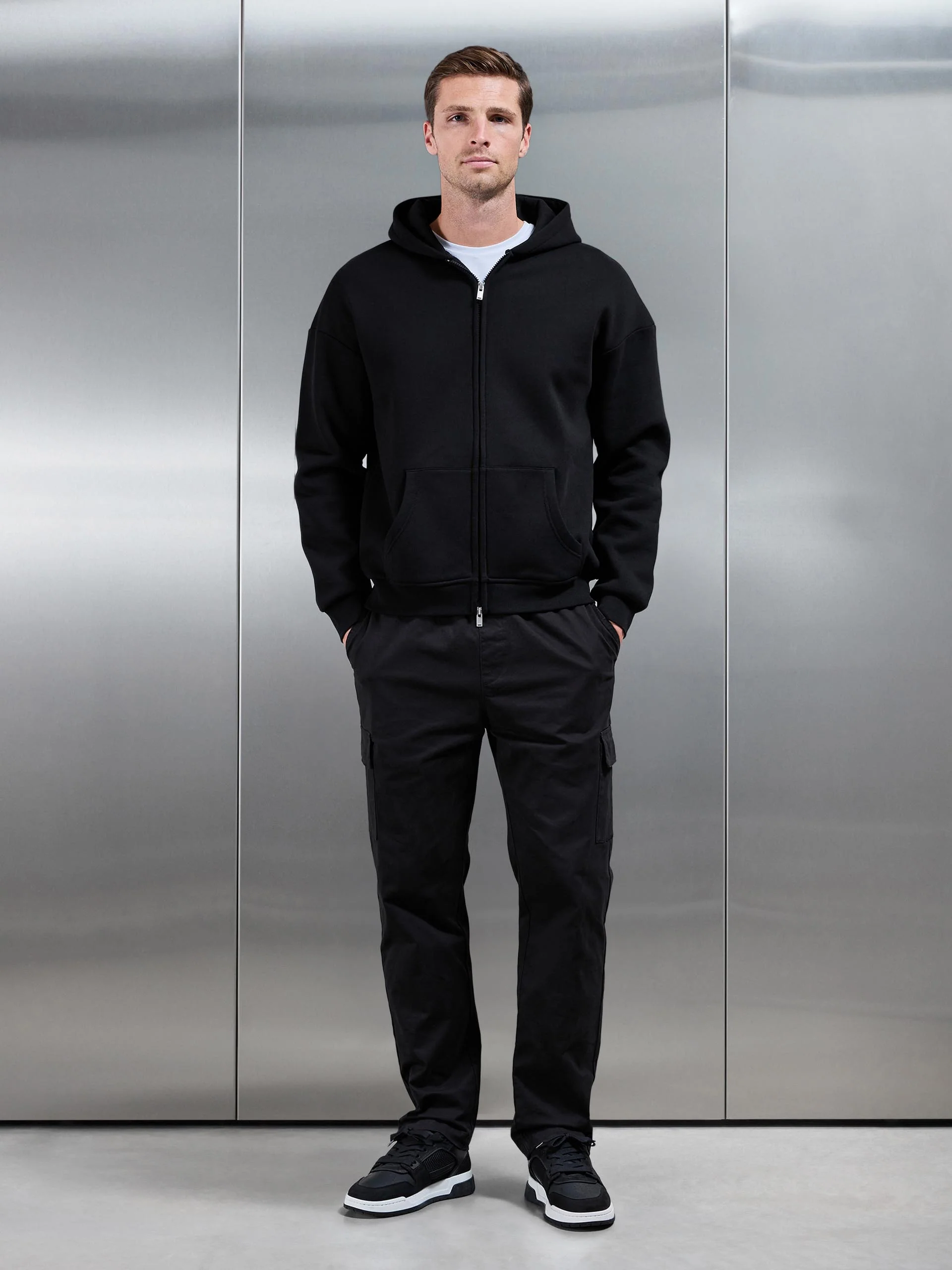 Relaxed Fit Cotton Cargo Pant In Black - Image 2