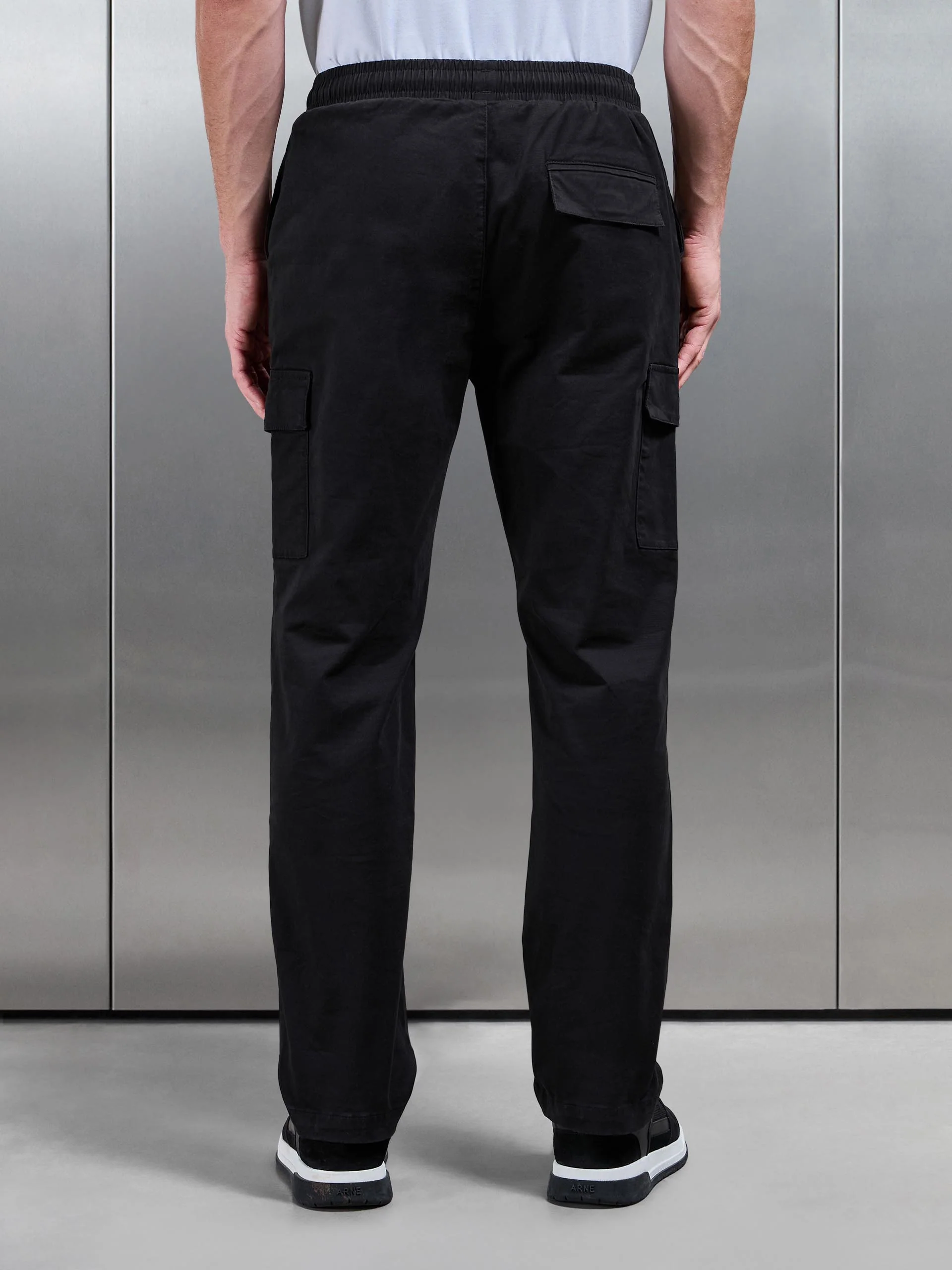 Relaxed Fit Cotton Cargo Pant In Black - Image 3