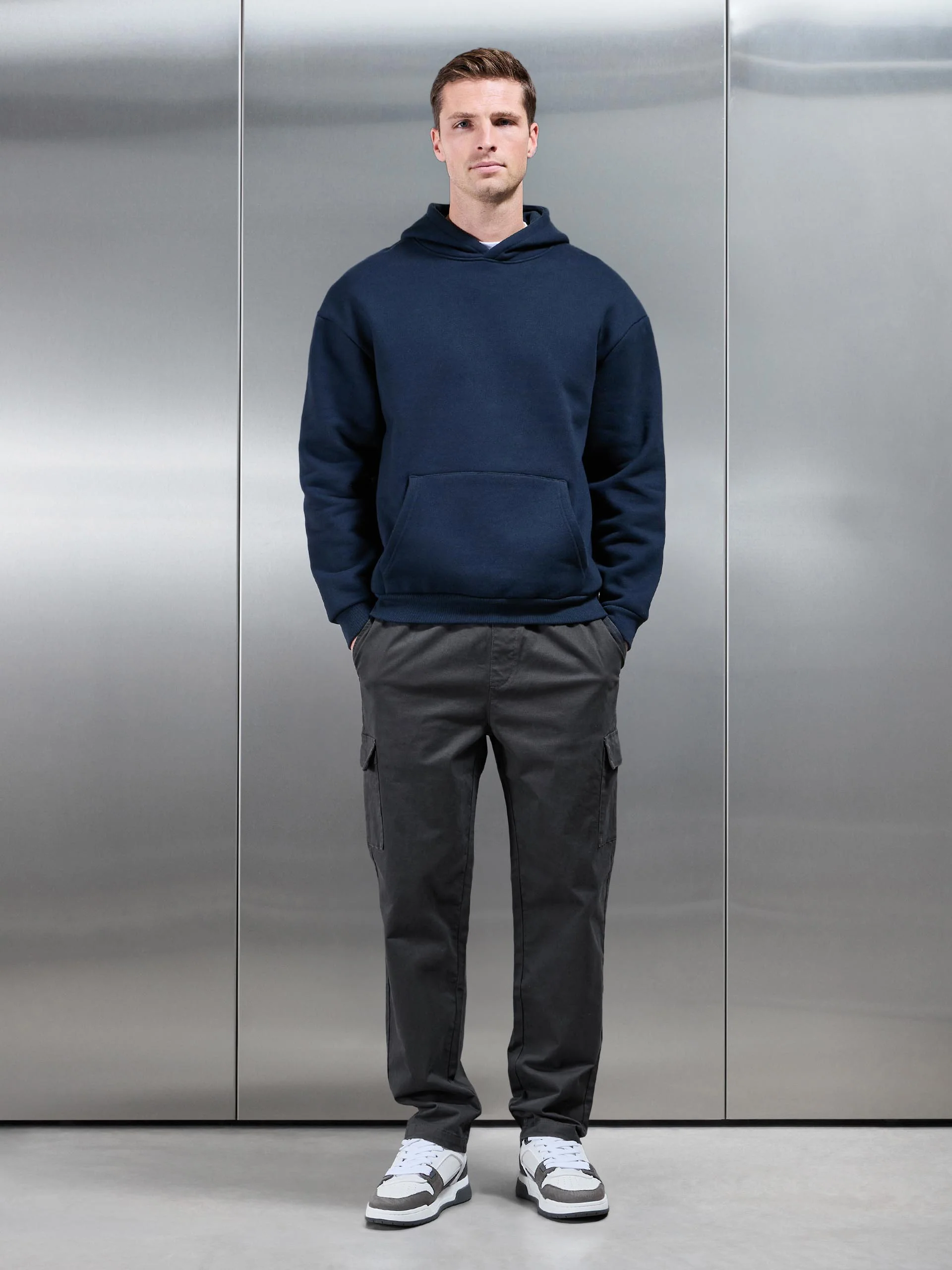 Relaxed Fit Cotton Cargo Pant In Grey - Image 2