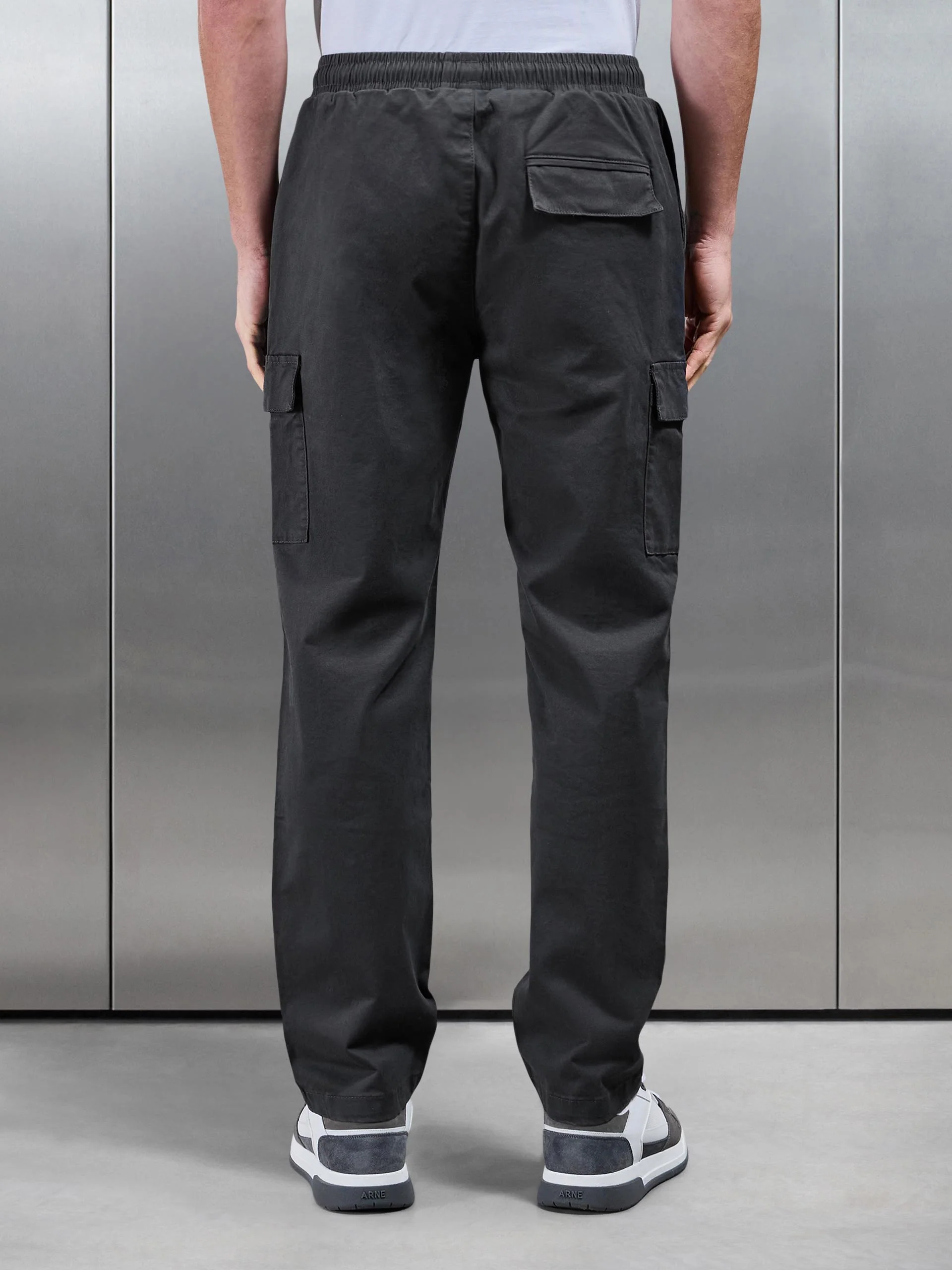 Relaxed Fit Cotton Cargo Pant In Grey - Image 3