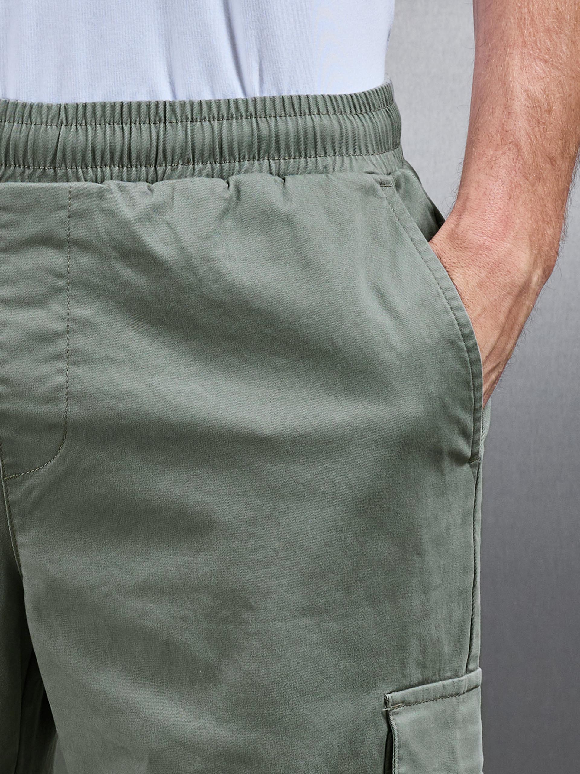 Relaxed Fit Cotton Cargo Pant in Olive - Image 6