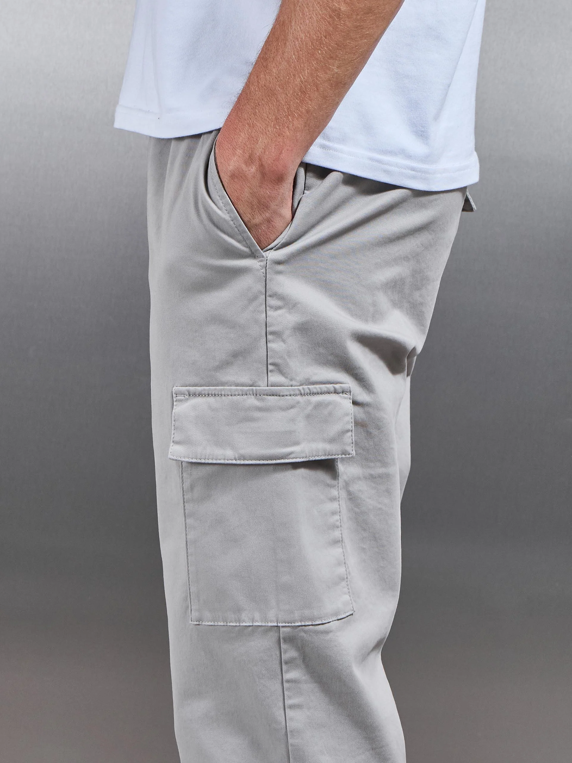 Relaxed Fit Cotton Cargo Pant in Stone - Image 5