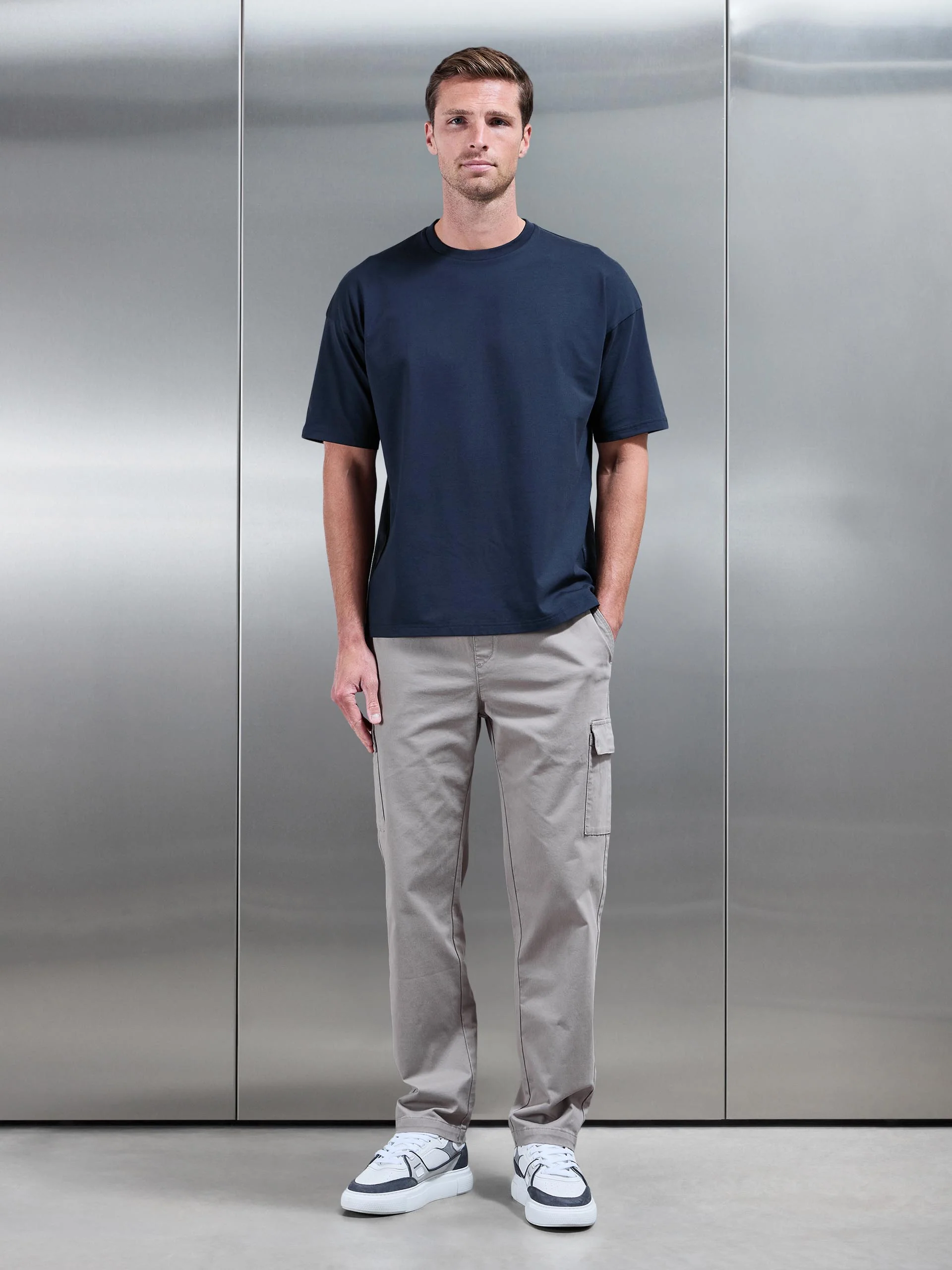 Relaxed Fit Cotton Cargo Pant in Taupe - Image 2