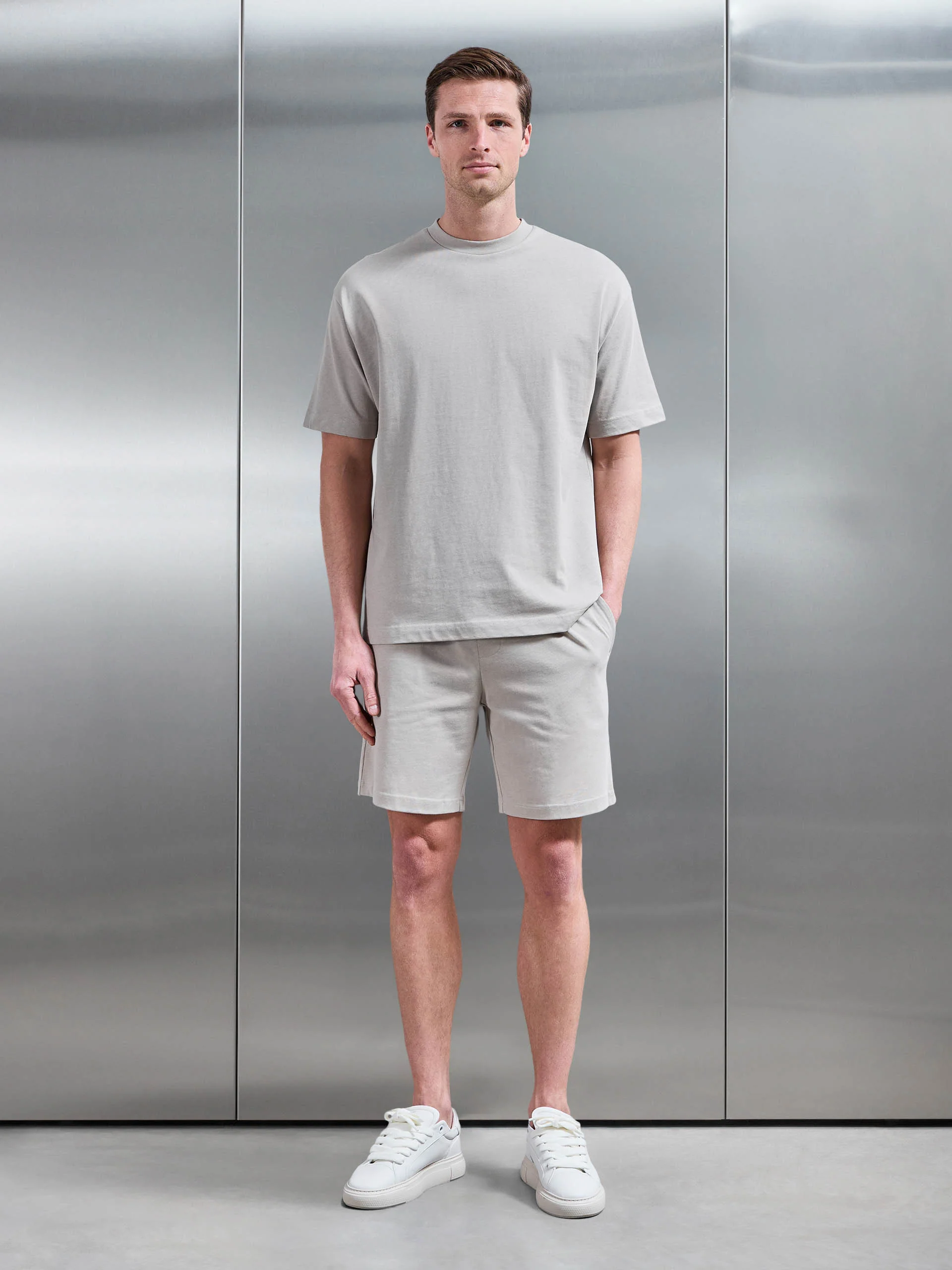 Relaxed Fit Cotton Short in Stone - Image 2